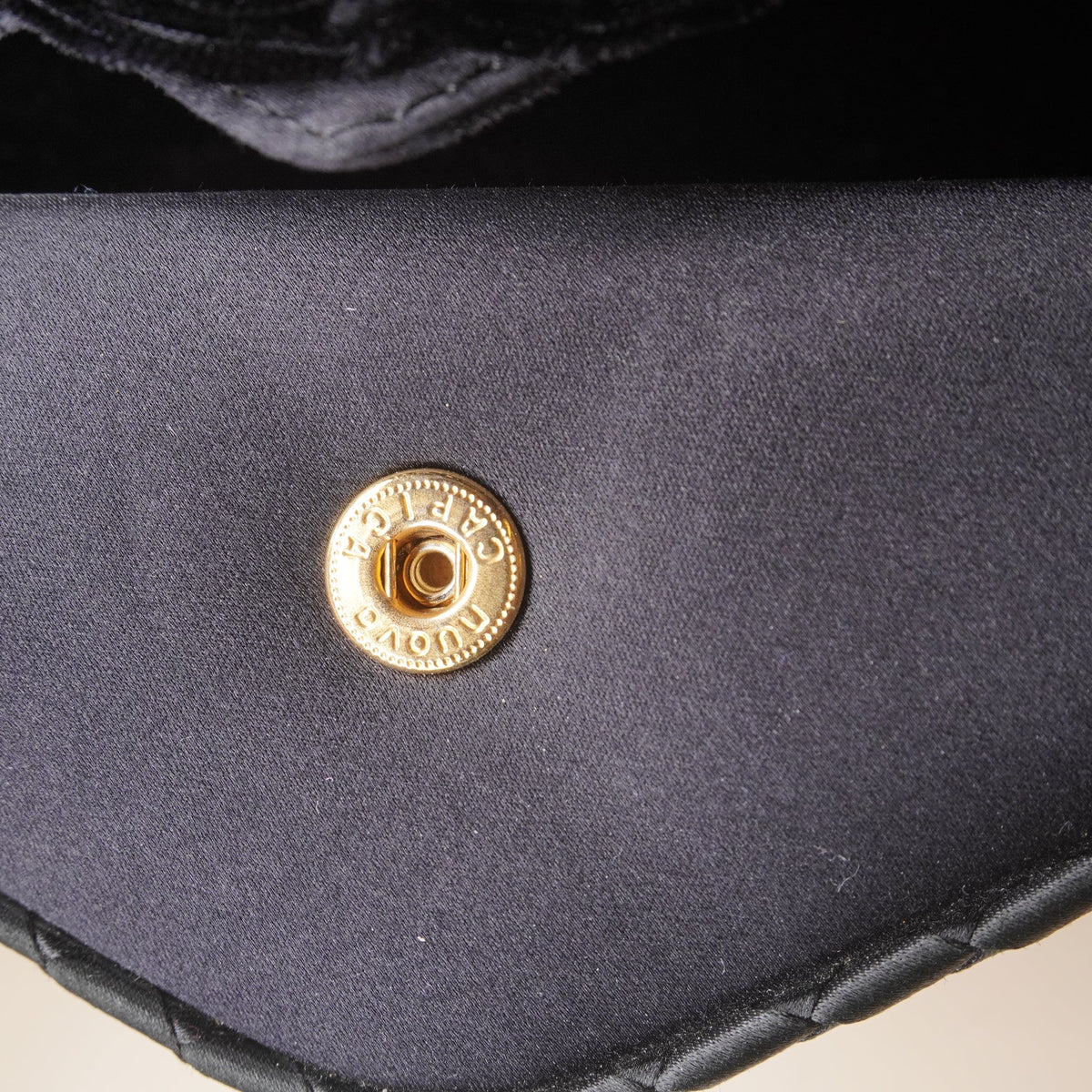 PRE-OWNED BV Vintage Black Satin Flower Top Handle Bag