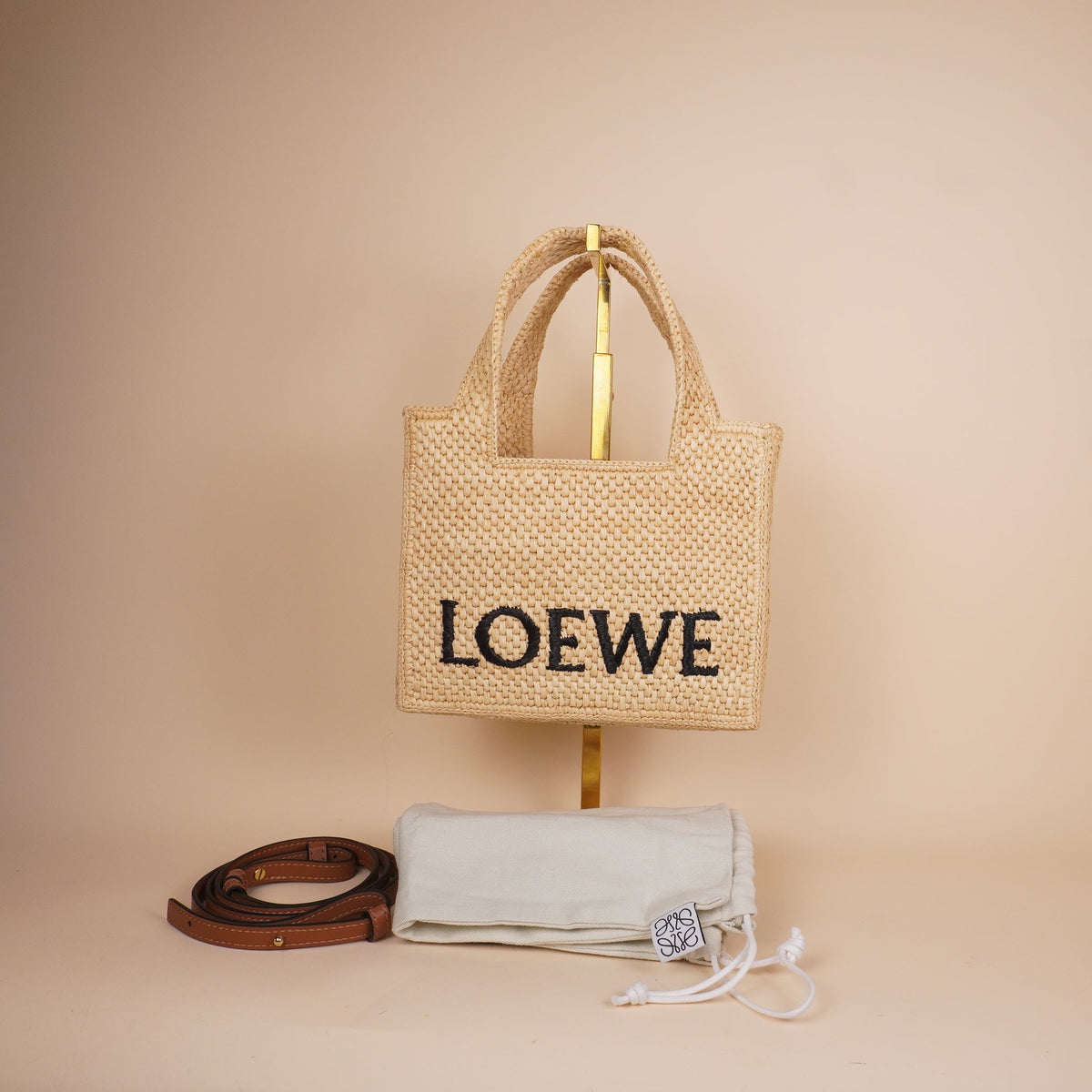 PRE-OWNED Medium Loewe Font Tote in Raffia
