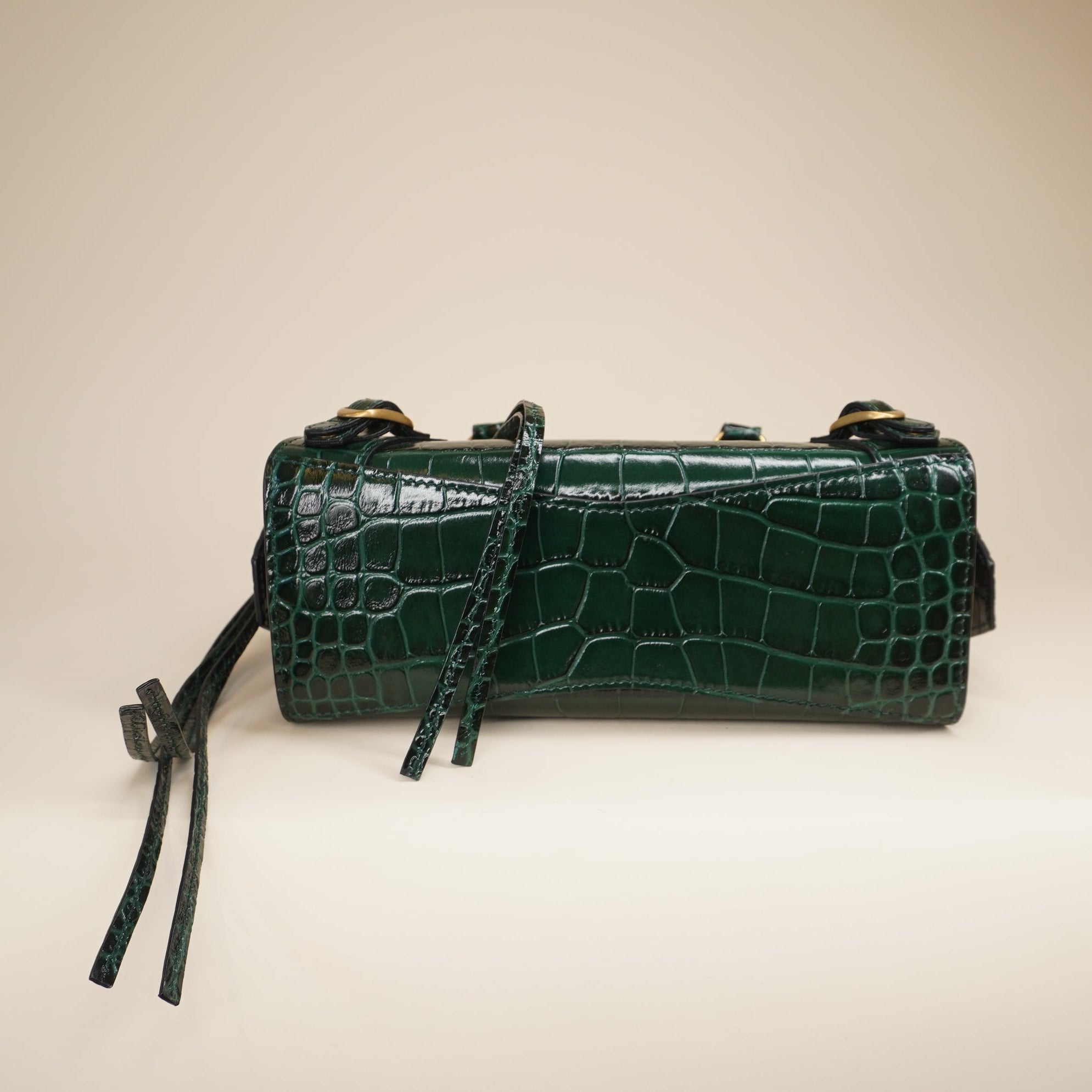 PRE-OWNED Green Croc Embossed Leather Mini Neo Classic City Tote