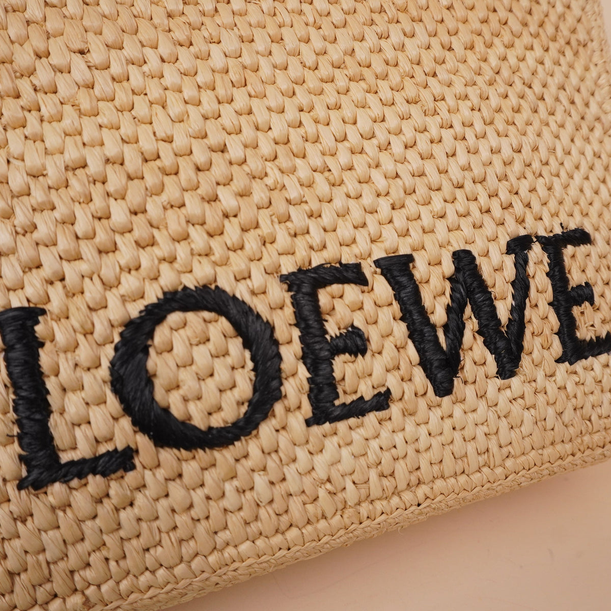 PRE-OWNED Medium Loewe Font Tote in Raffia
