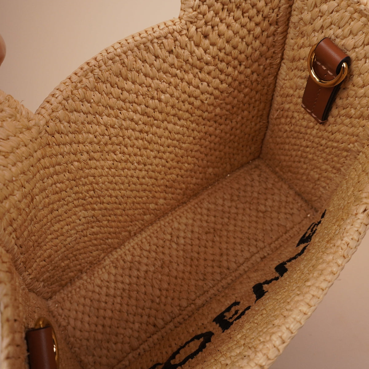 PRE-OWNED Medium Loewe Font Tote in Raffia