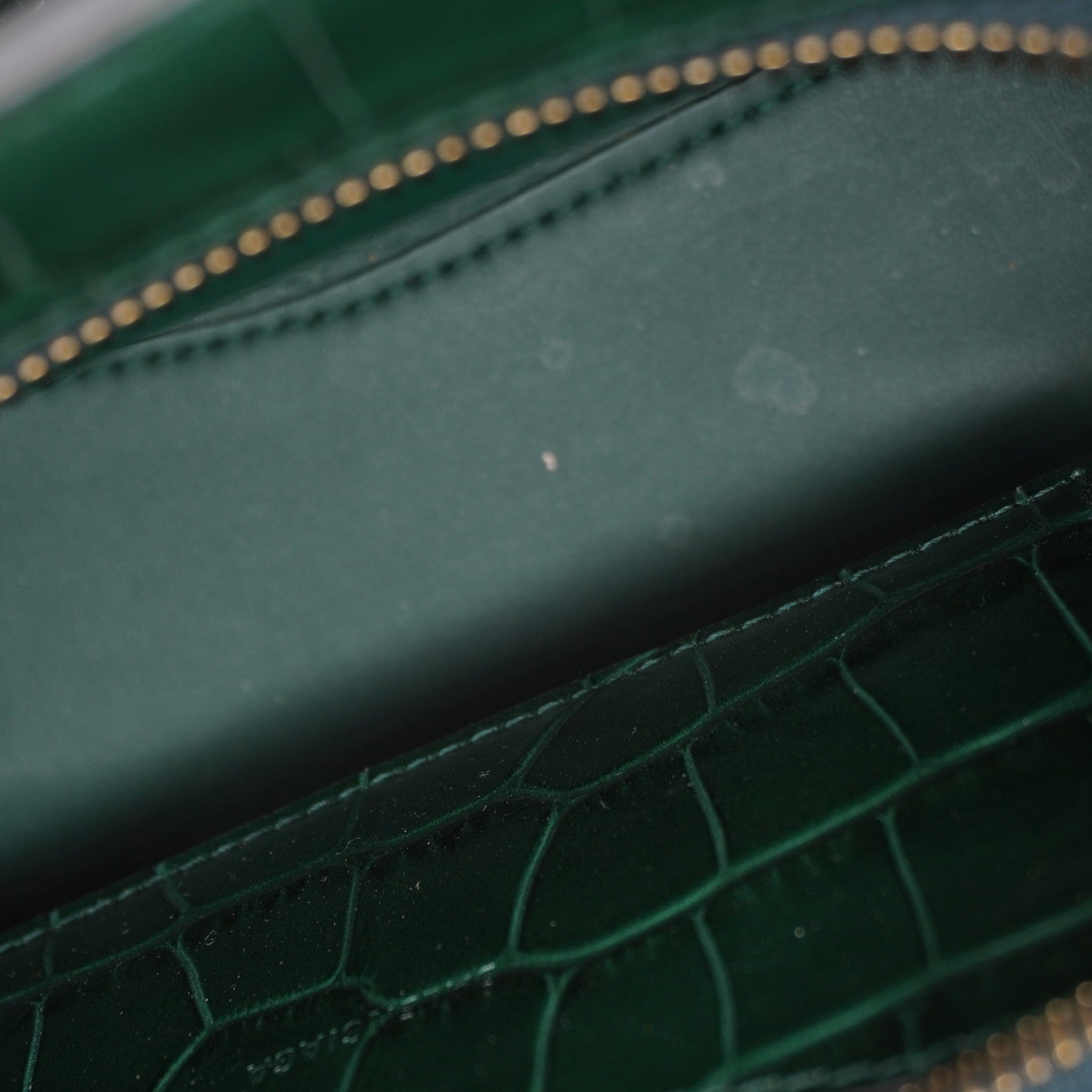PRE-OWNED Green Croc Embossed Leather Mini Neo Classic City Tote