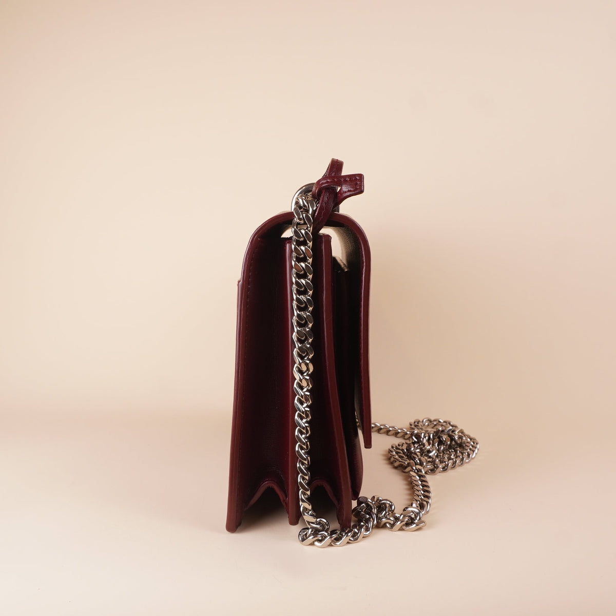 PRE-OWNED YSL Burgundy Calfskin Sunset Medium Crossbody Bag