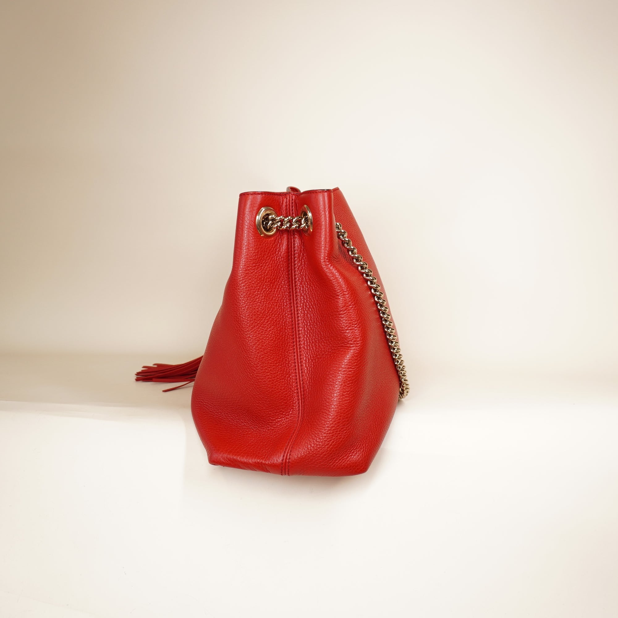 PRE-OWNED GG Cellarius Calfskin Medium Soho Chain Shoulder Bag Red