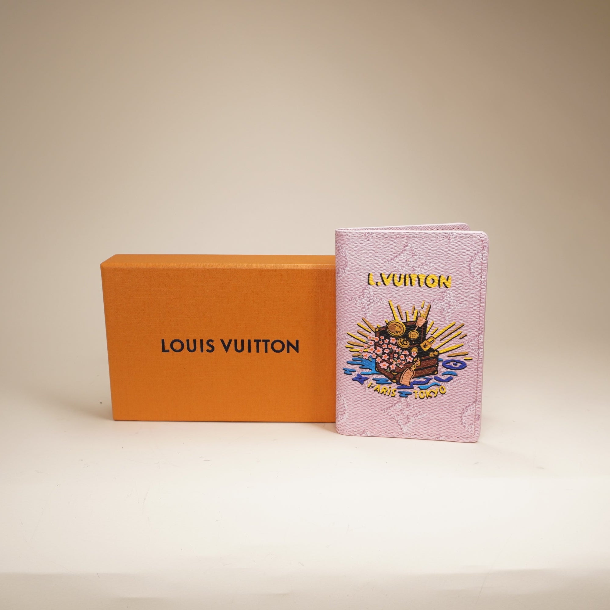 PRE-OWNED LV Pink Monogram Canvas Paris Tokyo Souvenir Pocket Organizer NM Wallet