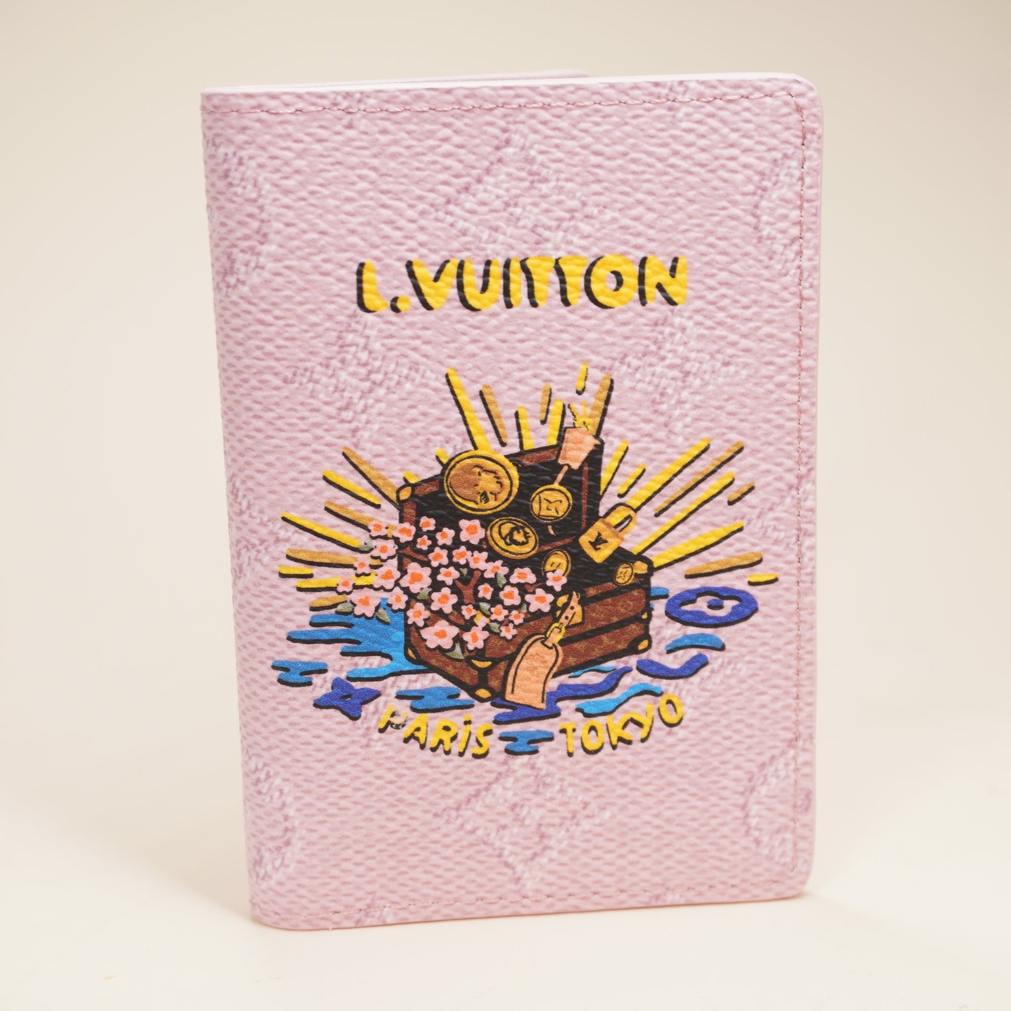 PRE-OWNED LV Pink Monogram Canvas Paris Tokyo Souvenir Pocket Organizer NM Wallet