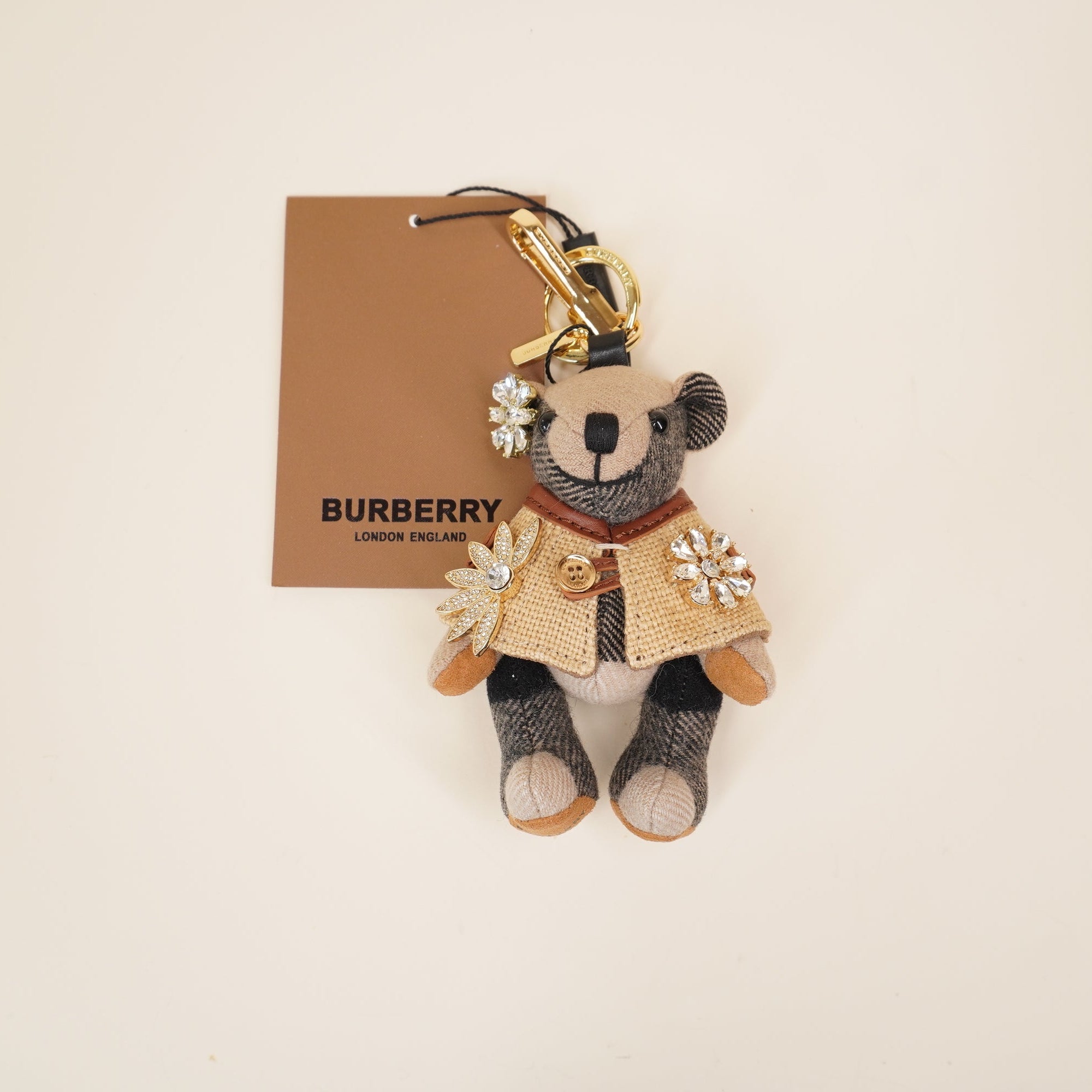 PRE-OWNED Embellished Thomas Bear Keychain Bag Charm