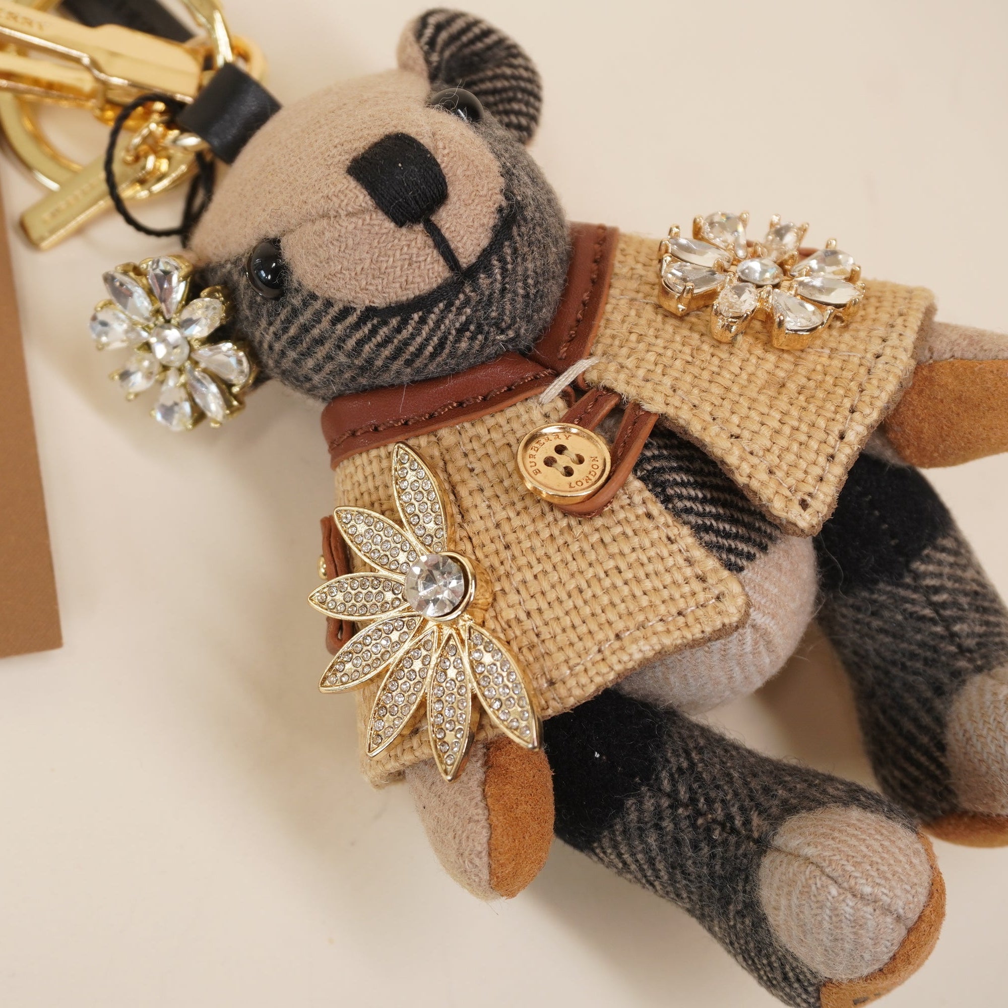 PRE-OWNED Embellished Thomas Bear Keychain Bag Charm