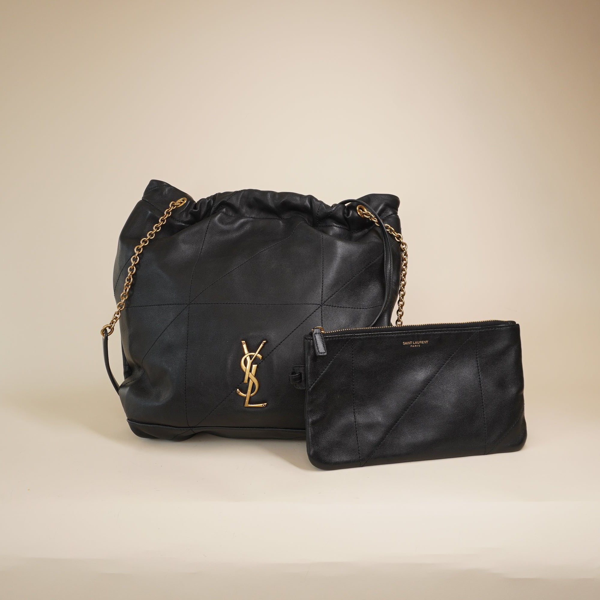  PRE-OWNED YSL Leather Jamie 4.3 Pochon Black Shoulder Bag