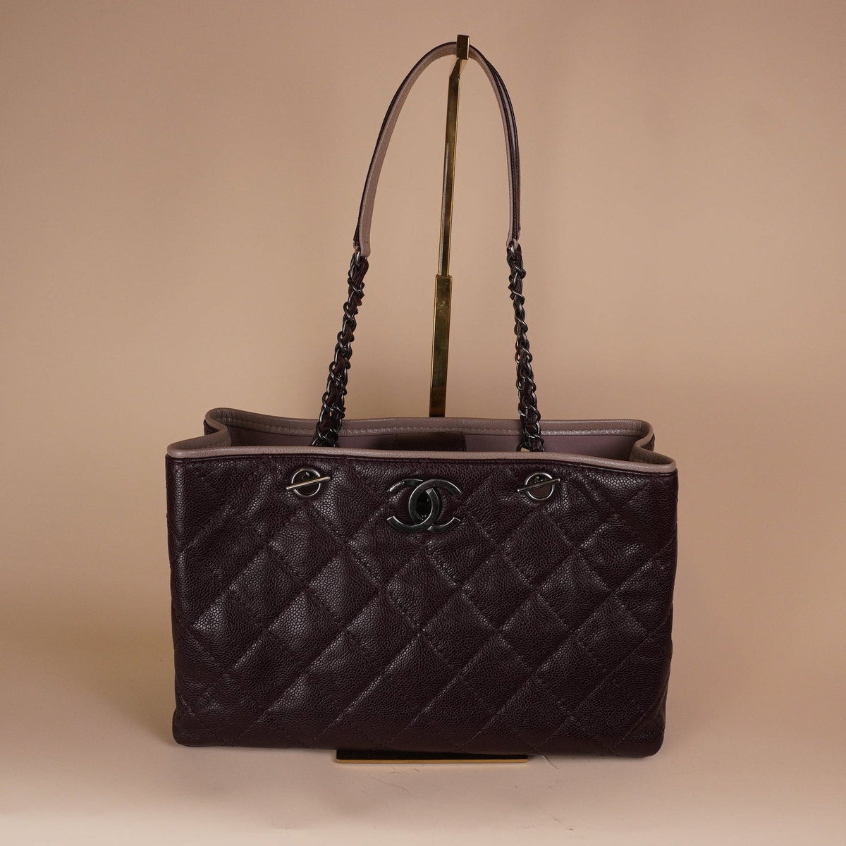 PRE-OWNED CC Caviar Quilted Shopping Tote 