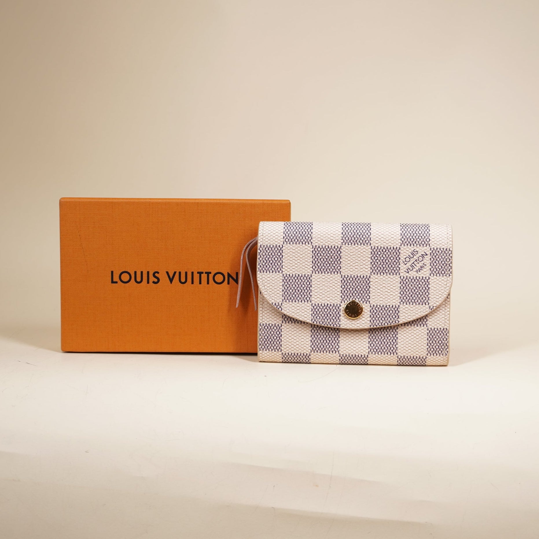 PRE-OWNED LV Rosalie Coin Purse Damier Azur Canvas Wallet