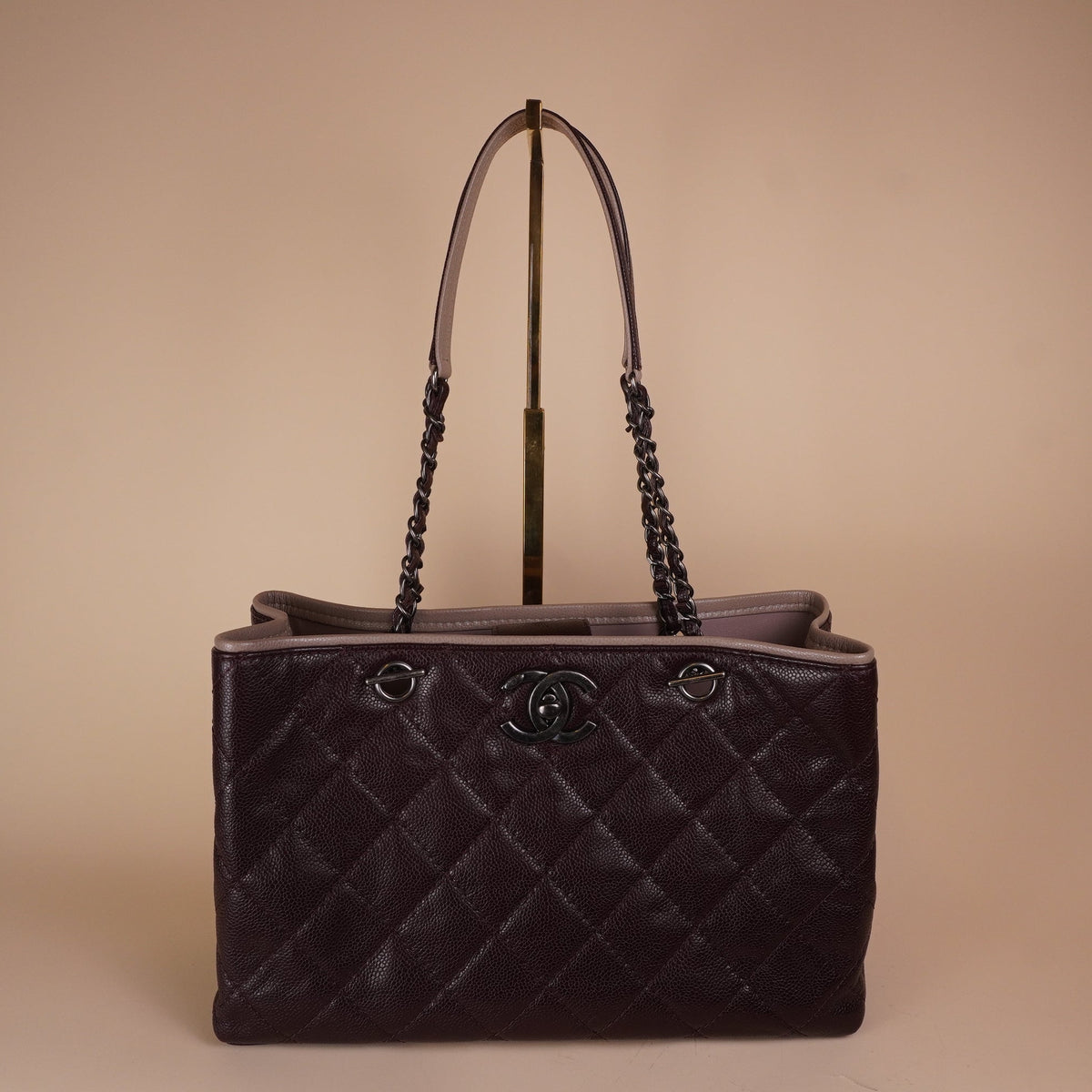 PRE-OWNED CC Caviar Quilted Shopping Tote 