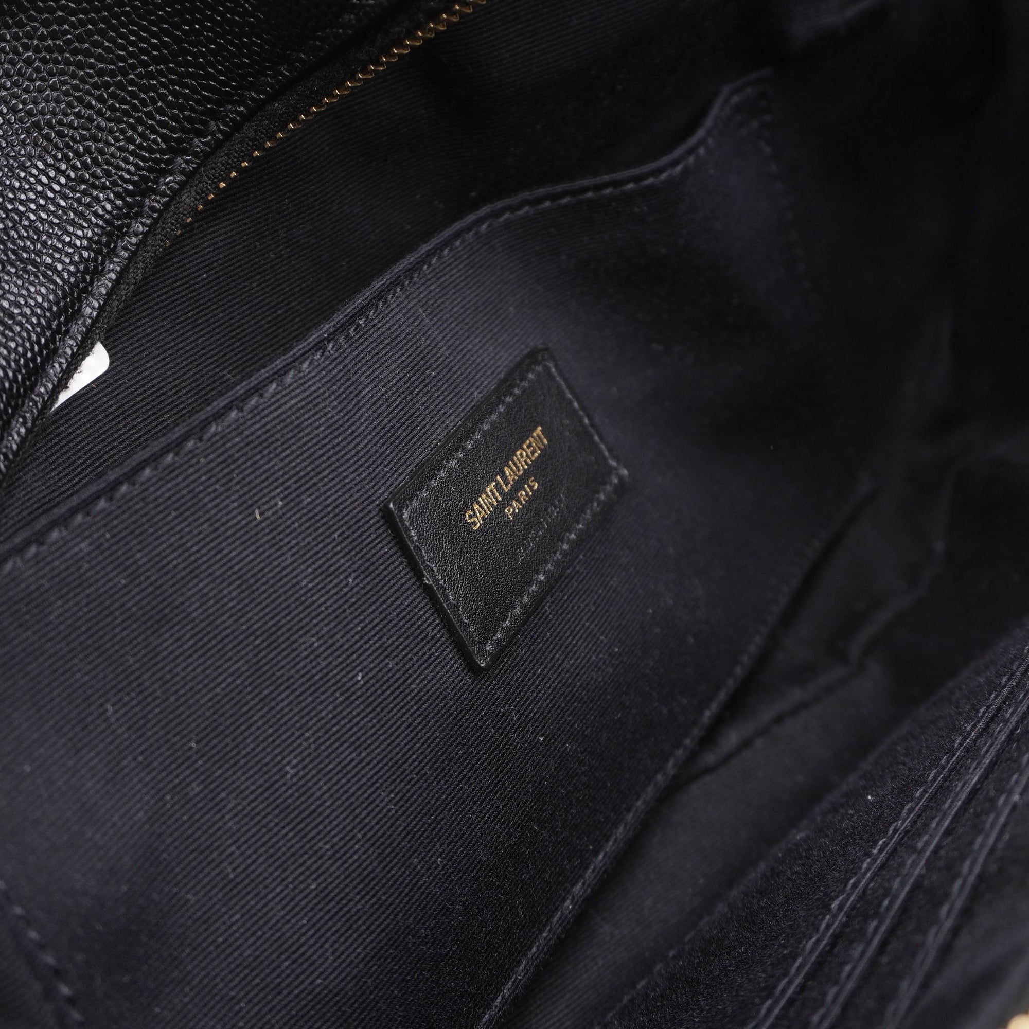 PRE-OWNED YSL Grain De Poudre Monogram Belt Bag Black