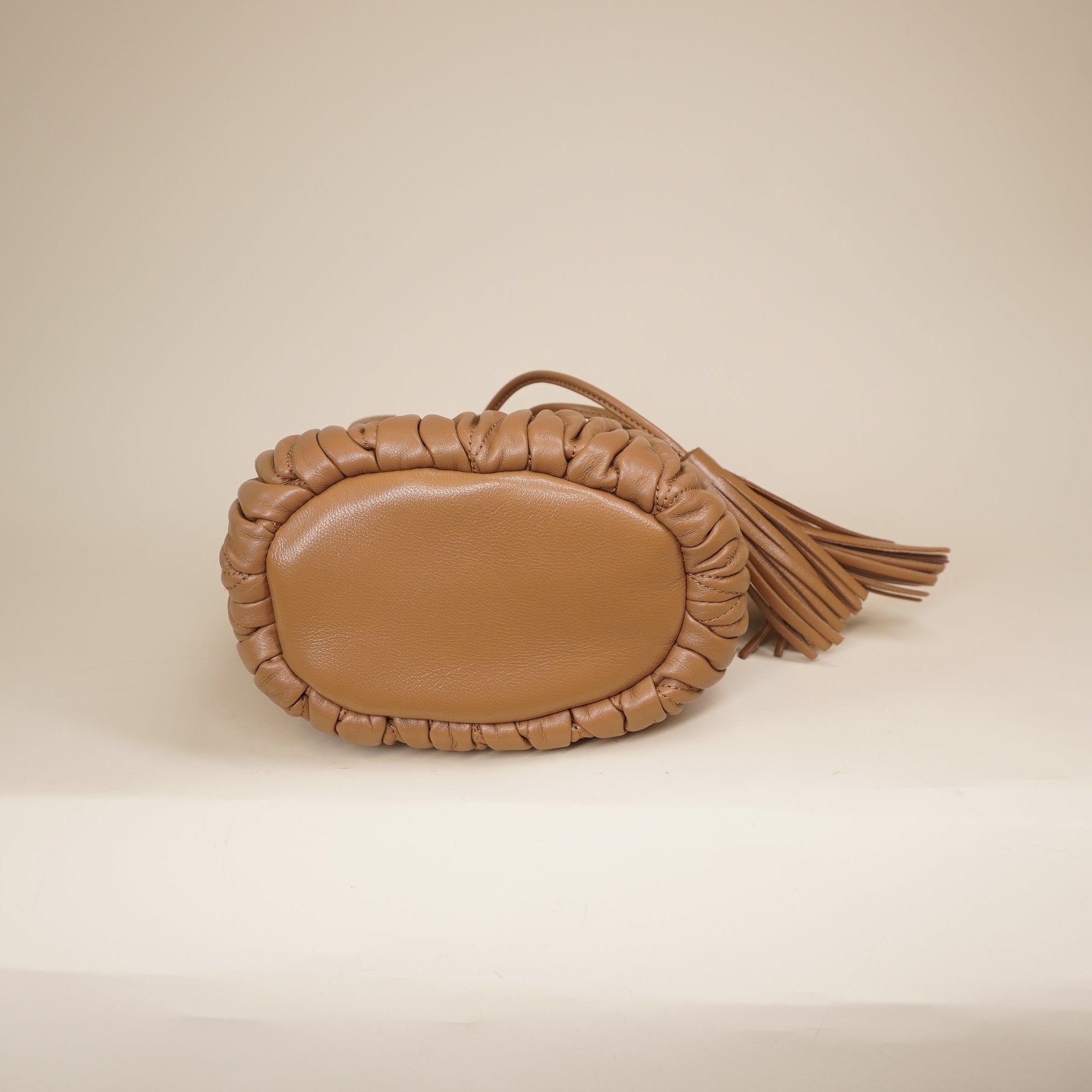 PRE-OWNED Brown Nappa Matelassé Leather Bucket Shoulder Bag