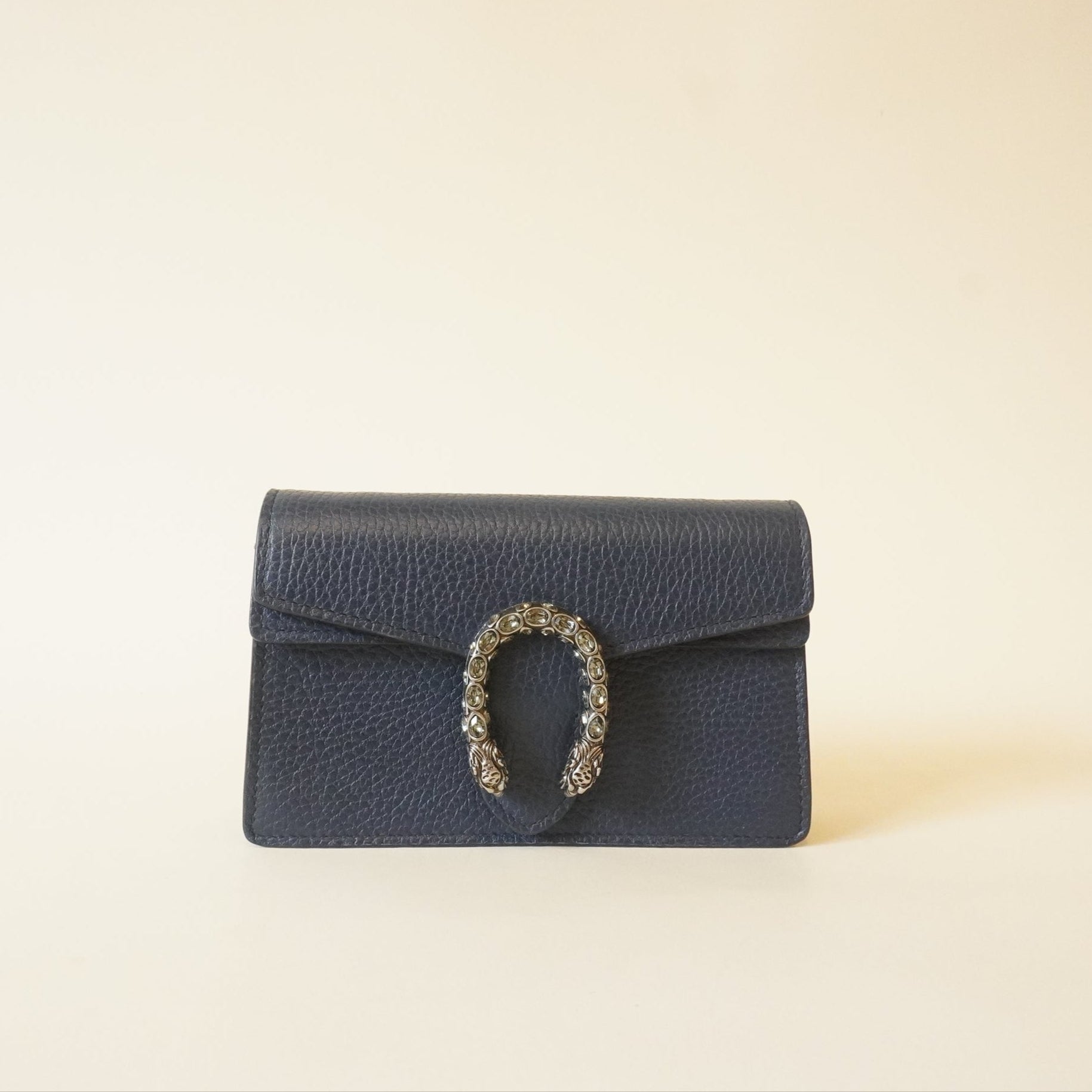 PRE-OWNED GG Blue Dollar Calfskin Crystal Super Mini Dionysus Shoulder Bag