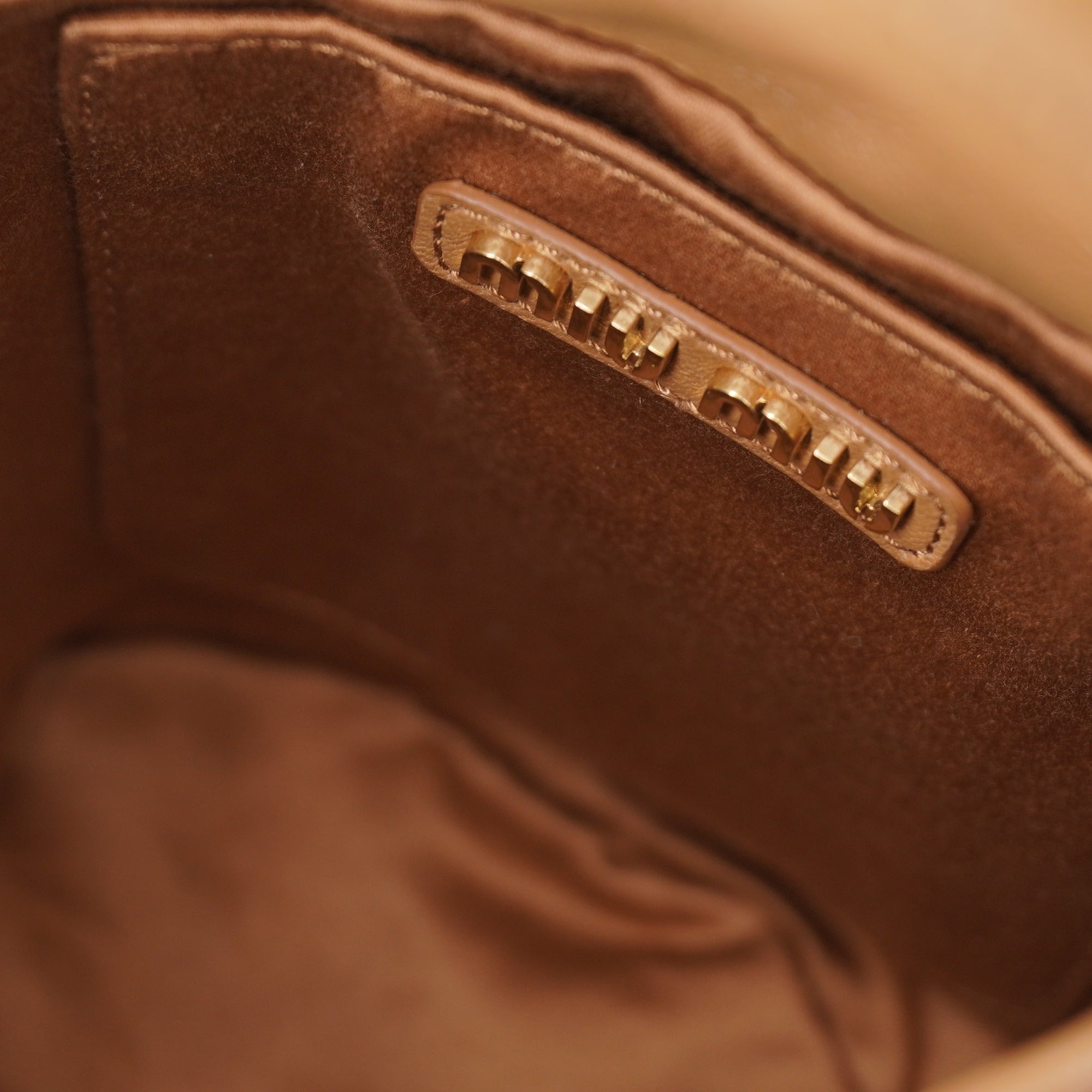 PRE-OWNED Brown Nappa Matelassé Leather Bucket Shoulder Bag