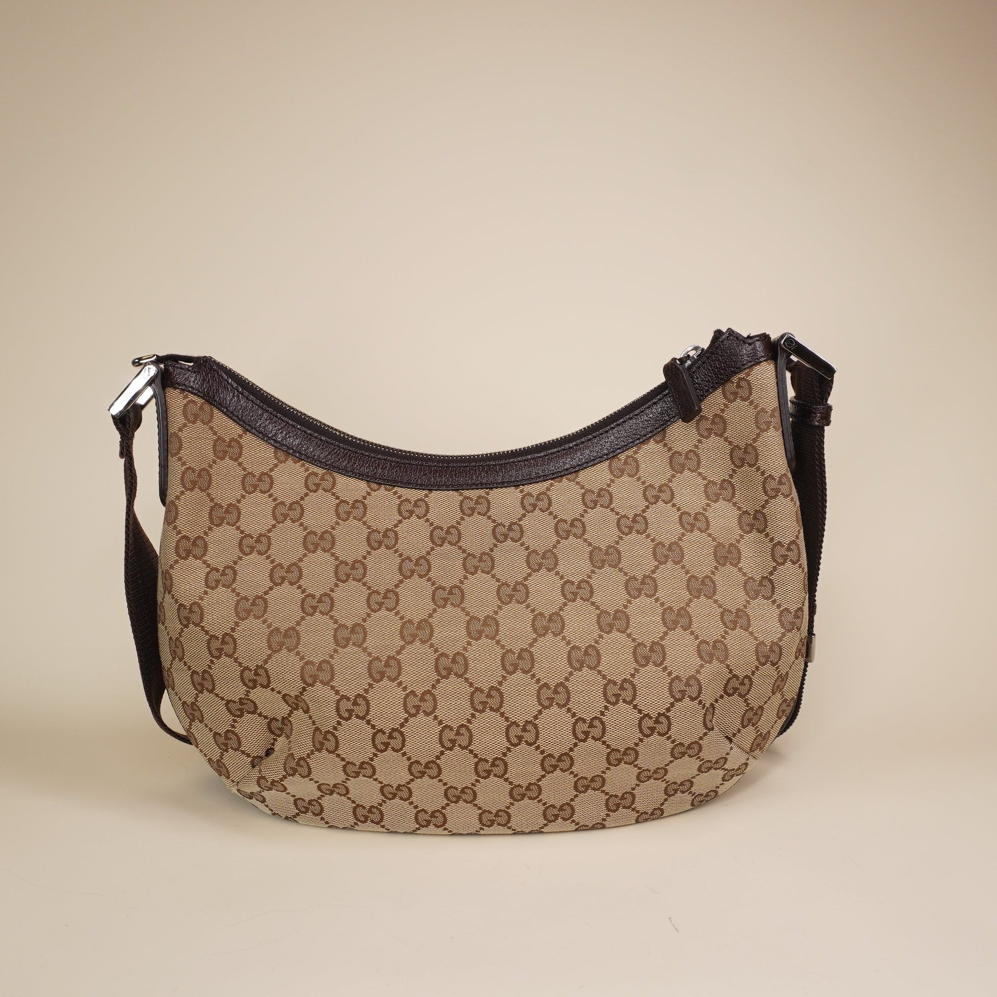 PRE-OWNED GG Half Moon Crossbody GG Canvas Medium Shoulder Bag