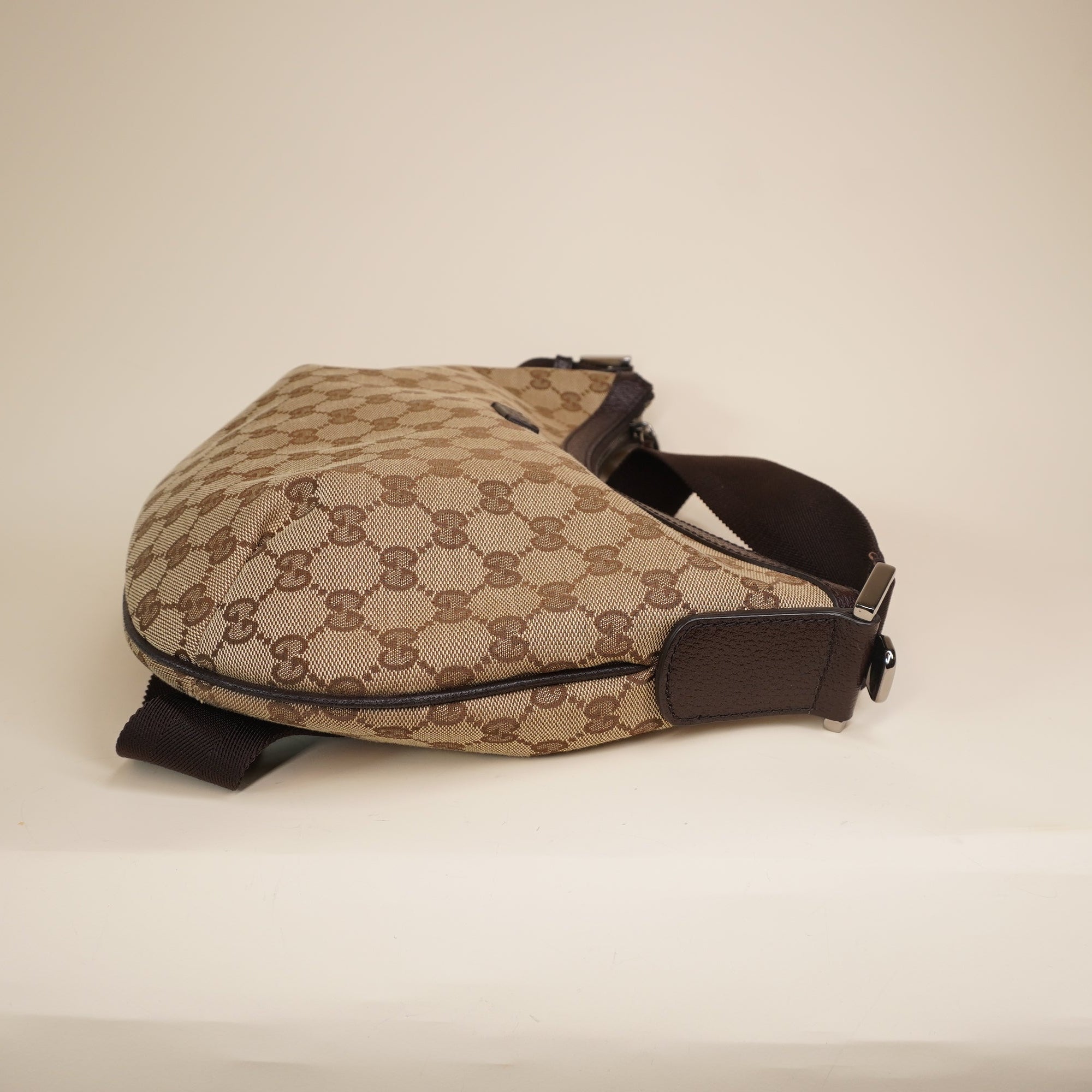 PRE-OWNED GG Half Moon Crossbody GG Canvas Medium Shoulder Bag