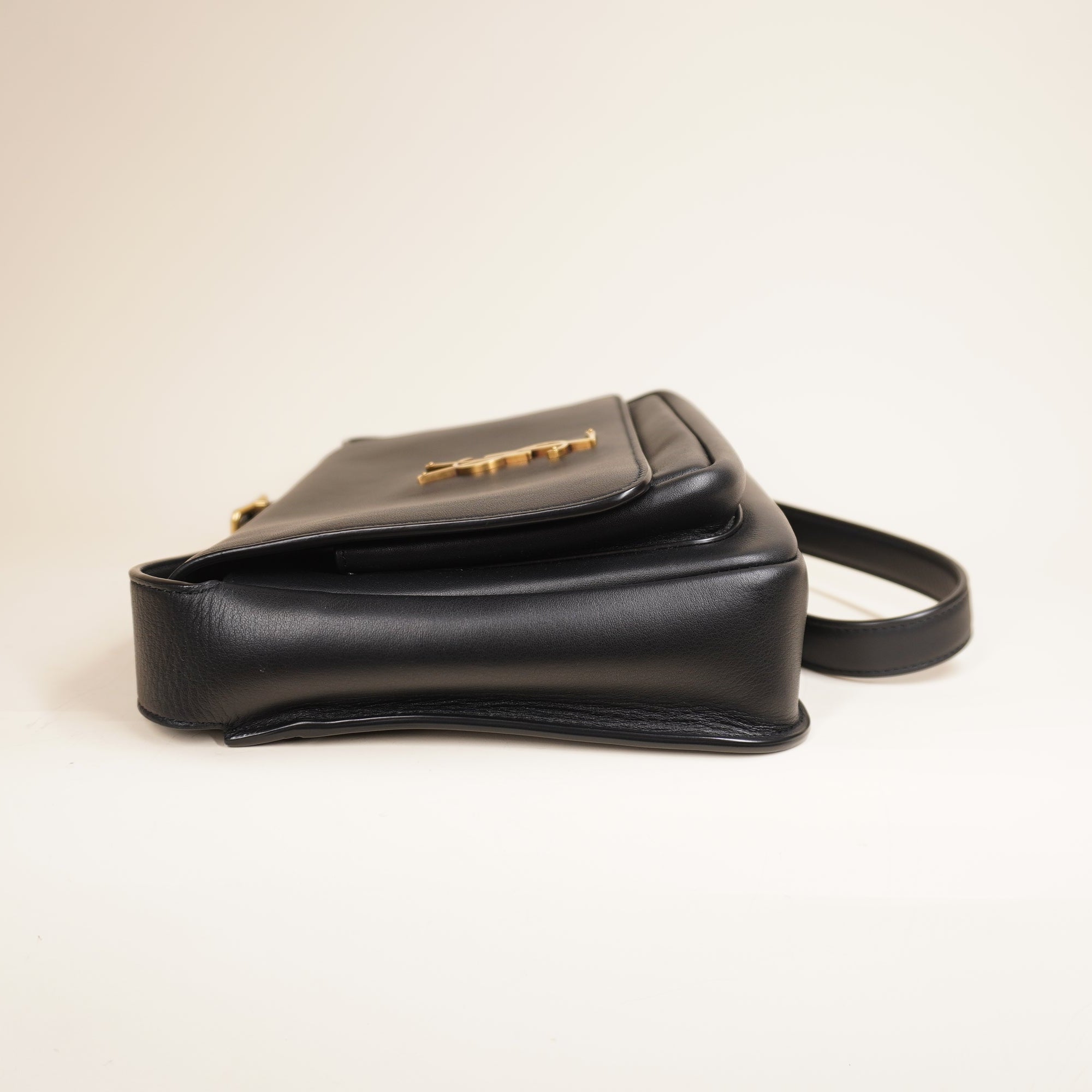 PRE-OWNED YSL Grained Calfskin Monogram Niki Satchel Black