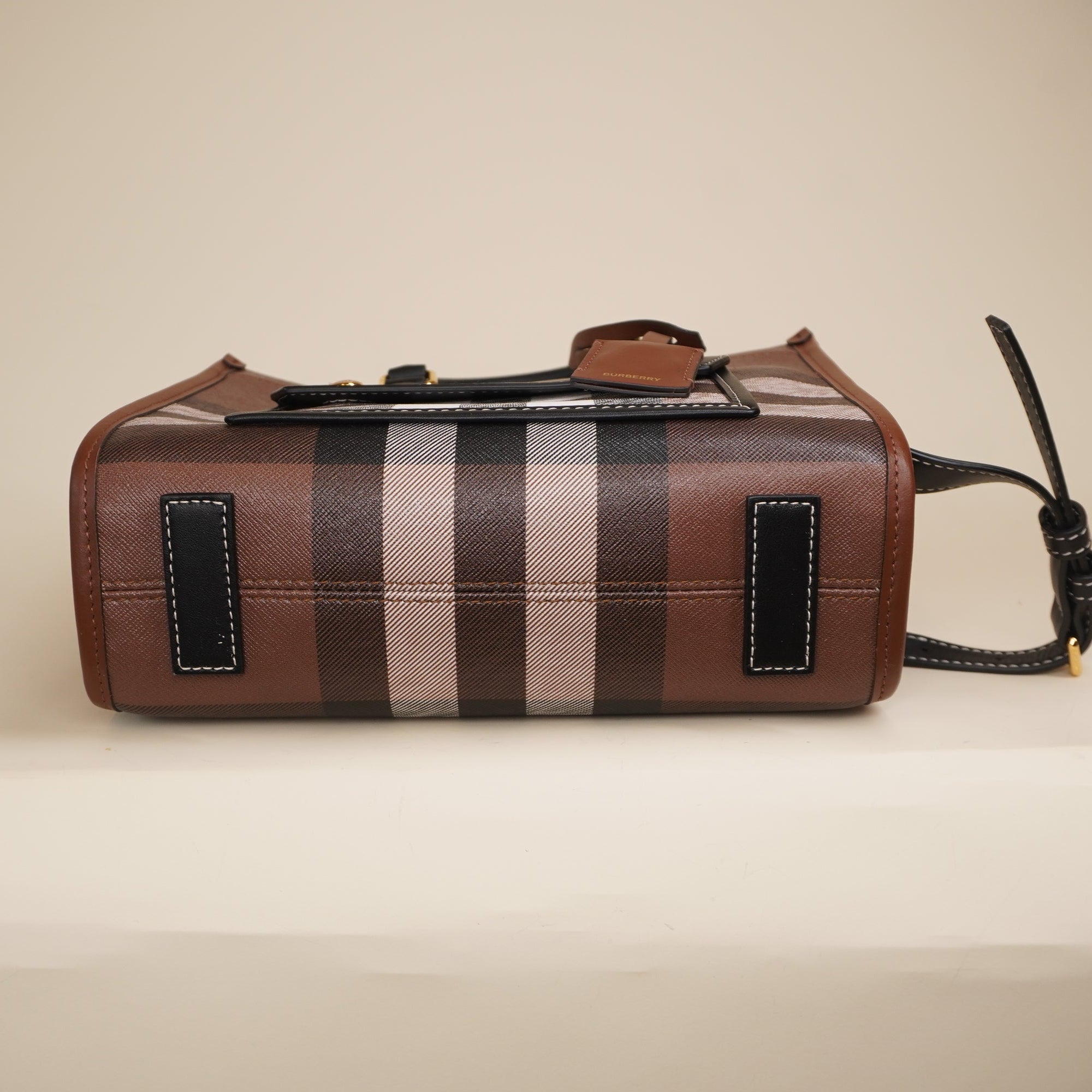 PRE-OWNED  Freya Canvas Check Tote Shoulder Bag