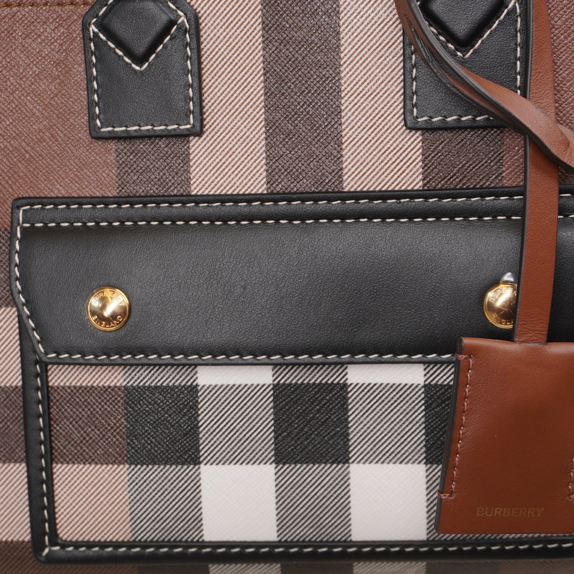 PRE-OWNED  Freya Canvas Check Tote Shoulder Bag