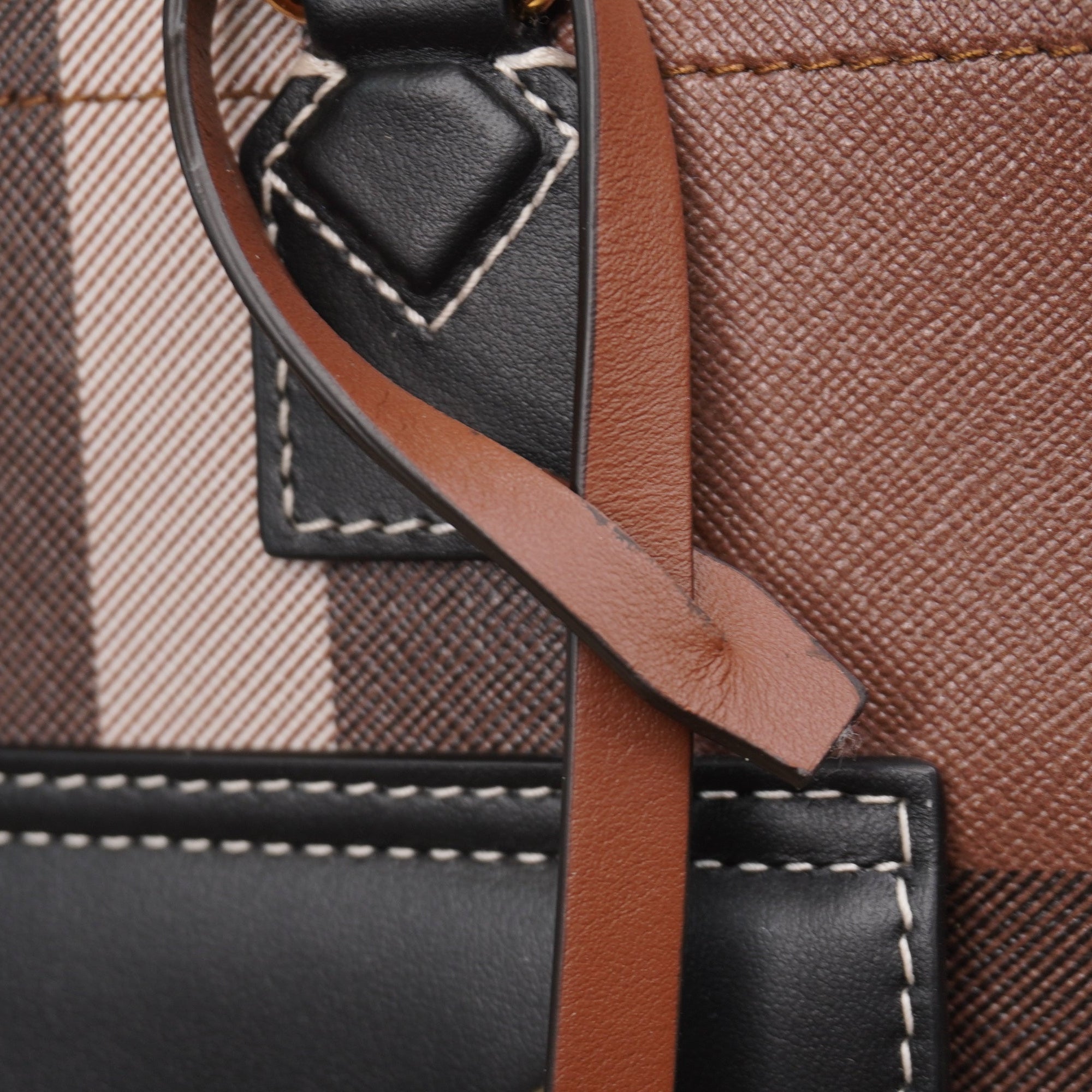 PRE-OWNED  Freya Canvas Check Tote Shoulder Bag