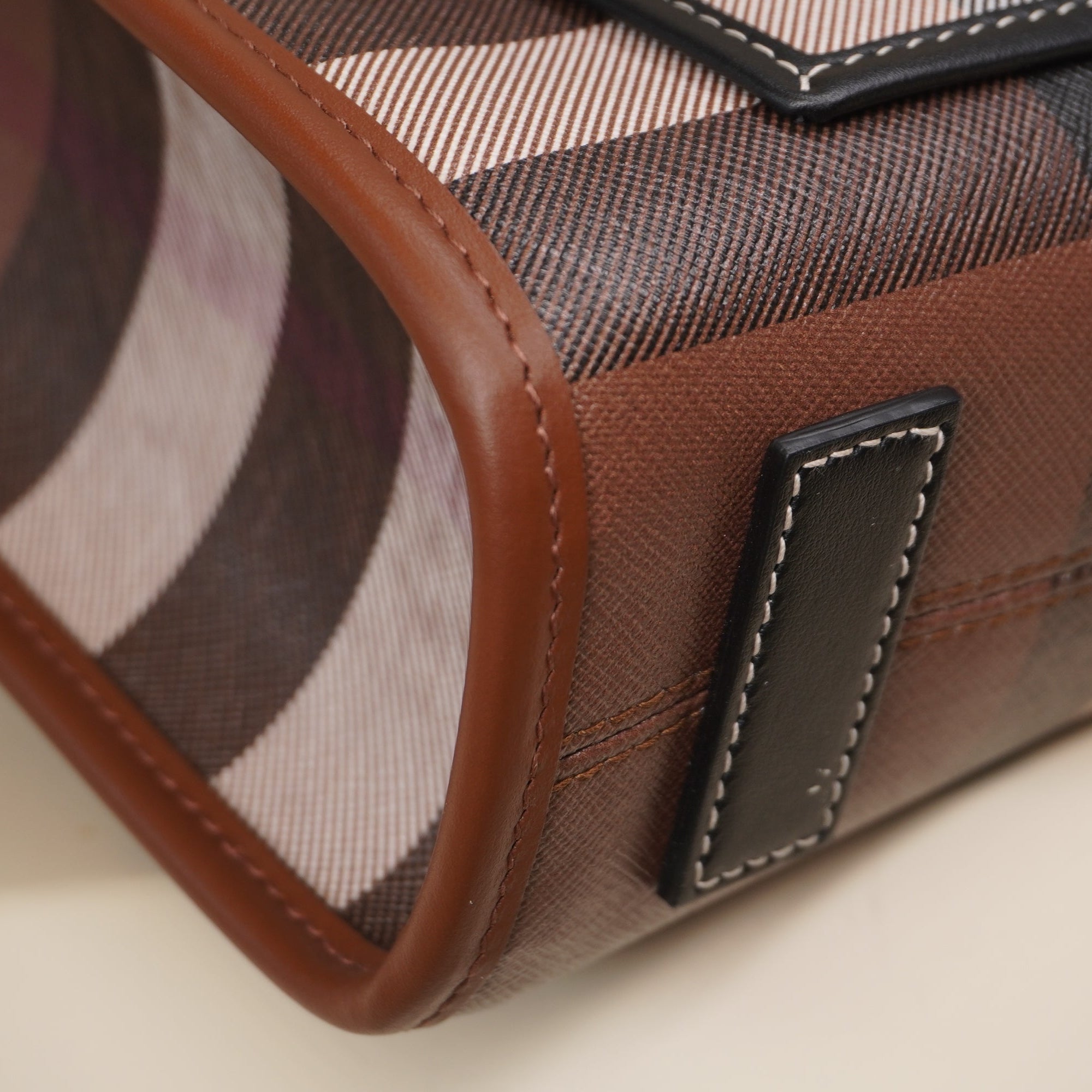 PRE-OWNED  Freya Canvas Check Tote Shoulder Bag