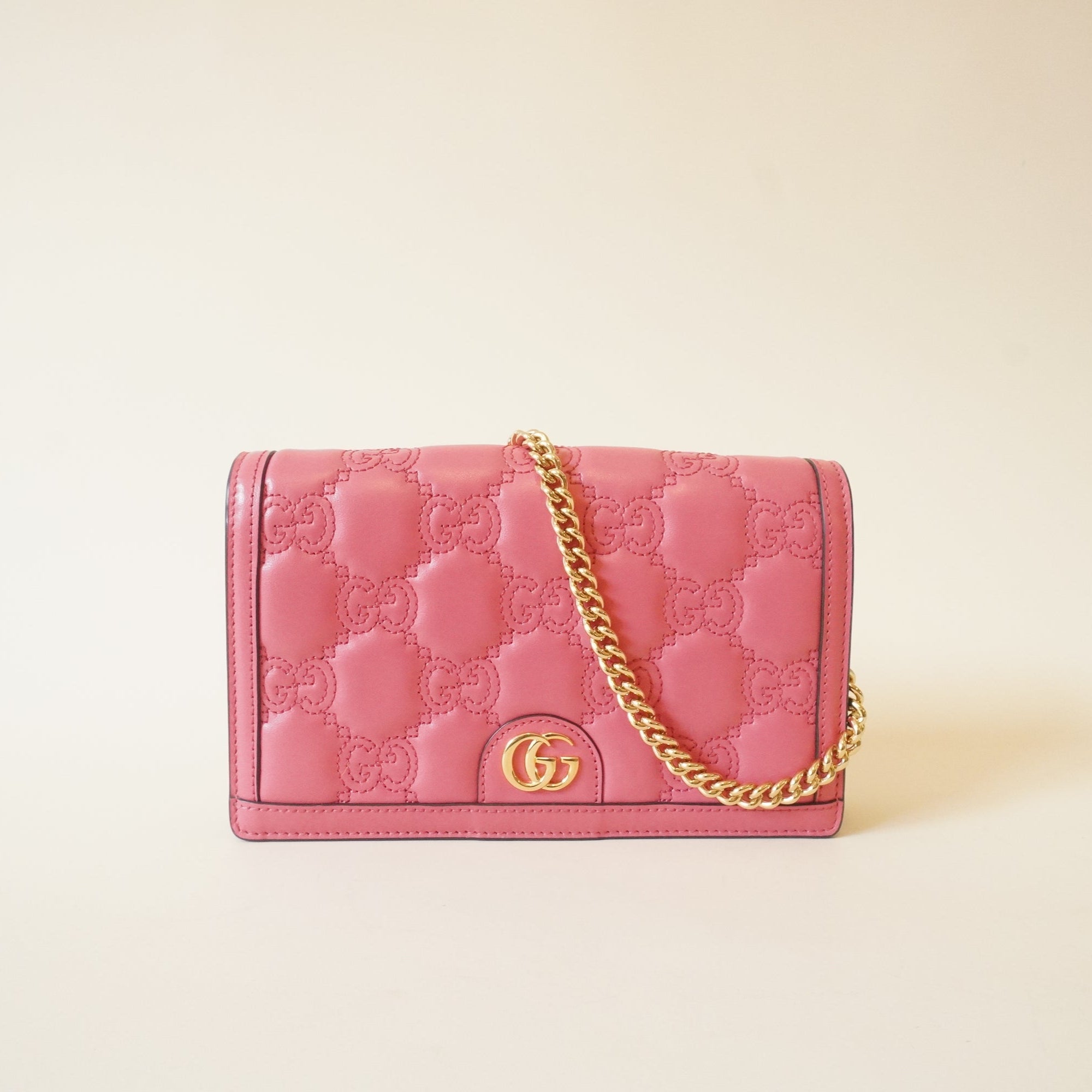 PRE-OWNED Hot Pink GG Matelassé Shoulder Bag