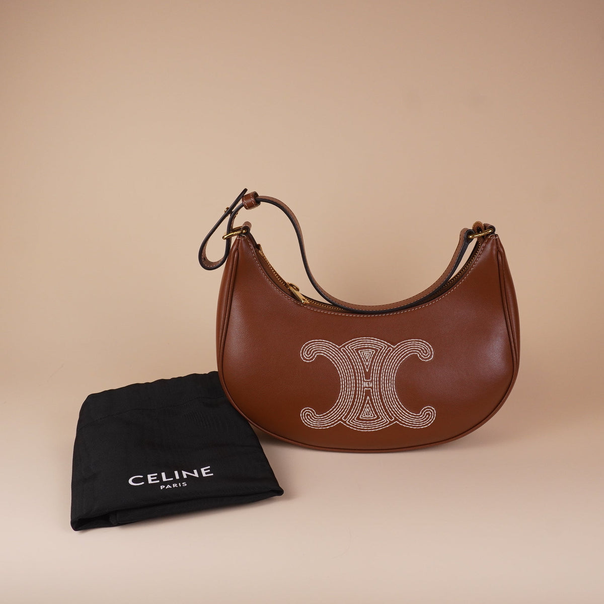 PRE-OWNED Ava Bag Triomphe Embroidery Leather Shoulder Bag