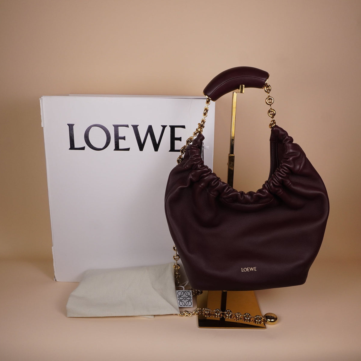 PRE-OWNED Small Flamenco Purse Dark Burgundy