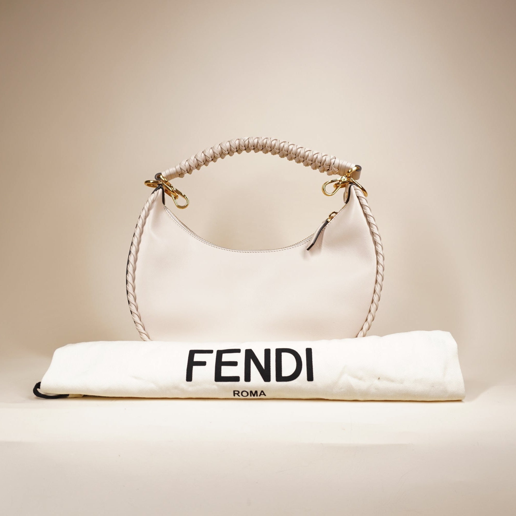 PRE-OWNED Cream Fendigraphy Small Hobo Graphy Shoulder Bag