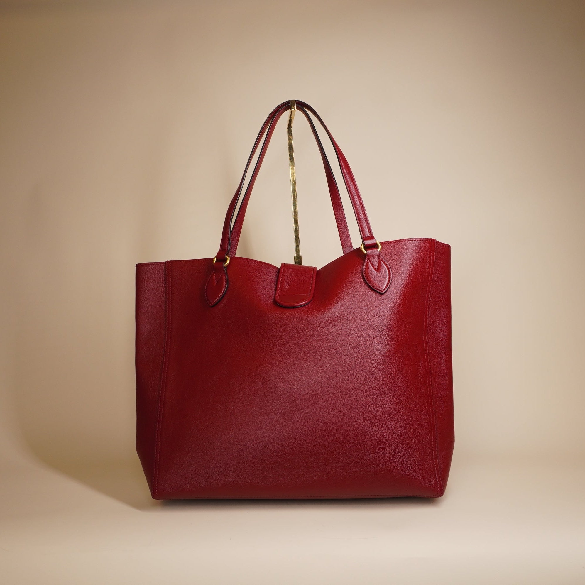 PRE-OWNED GG Red Medium Dahlia Tote w/ Pouch Shoulder Bag