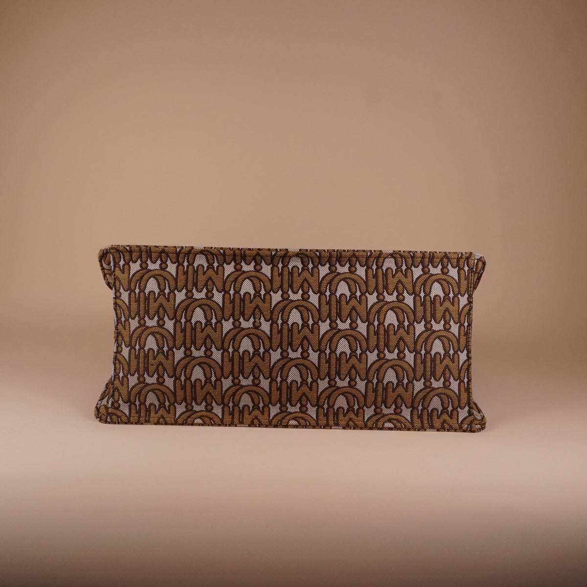 PRE-OWNED Brown Logo Jacquard Shopping Tote Shoulder Bag