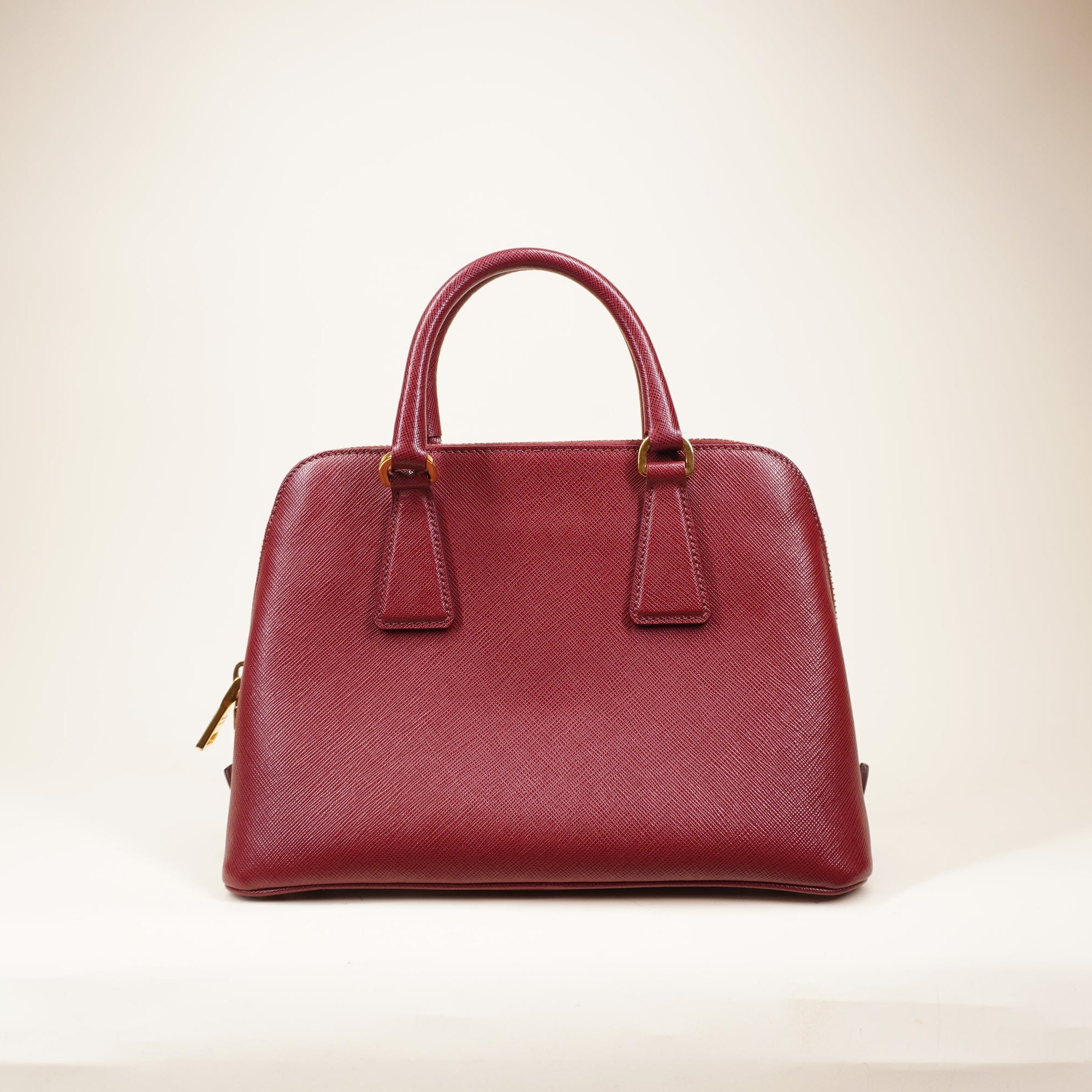 PRE-OWNED Promenade Bag Saffiano Leather Small Burgundy