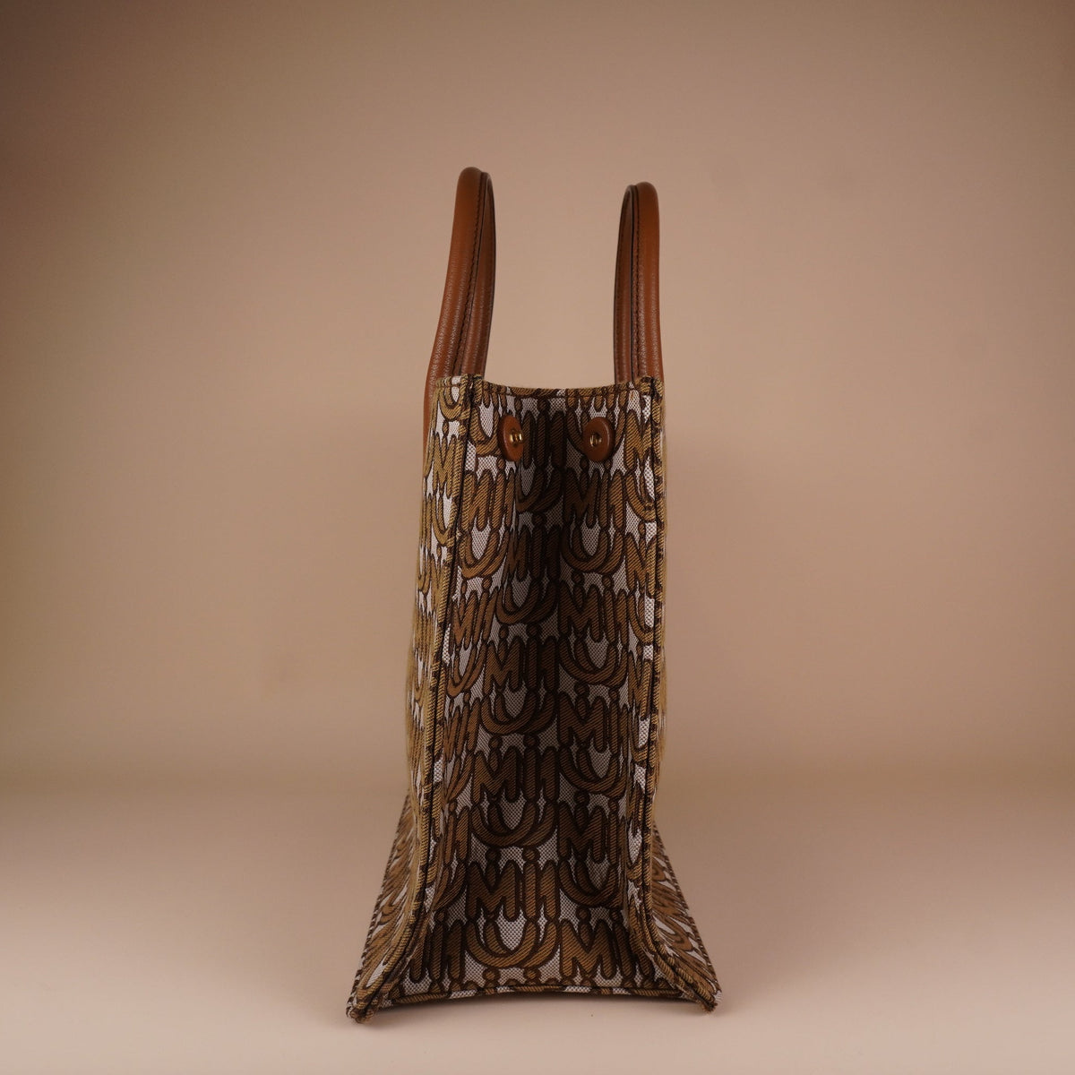 PRE-OWNED Brown Logo Jacquard Shopping Tote Shoulder Bag
