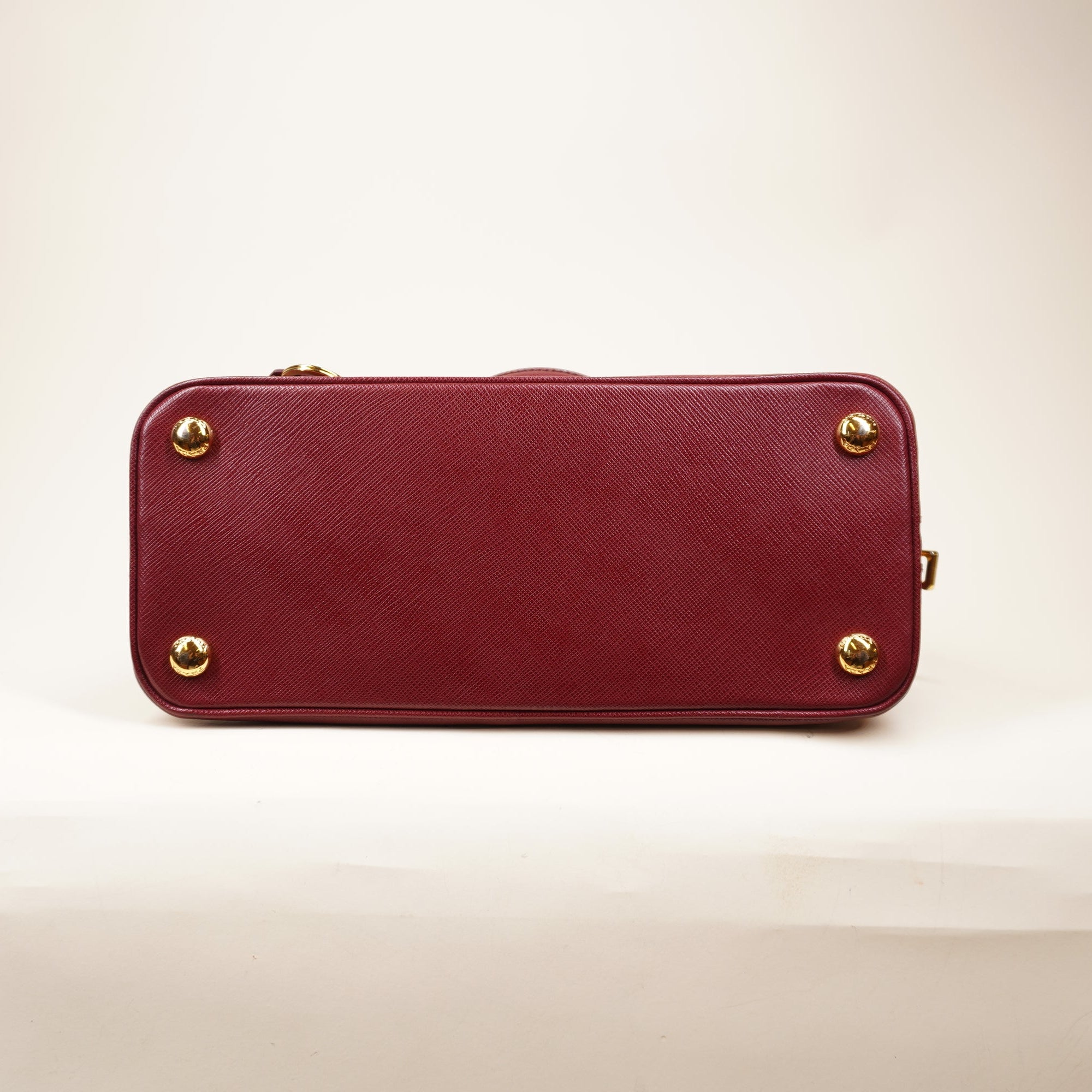 PRE-OWNED Promenade Bag Saffiano Leather Small Burgundy