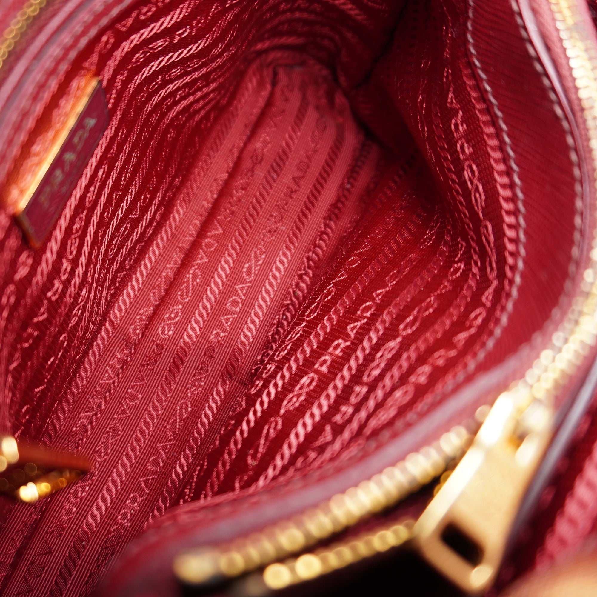 PRE-OWNED Promenade Bag Saffiano Leather Small Burgundy