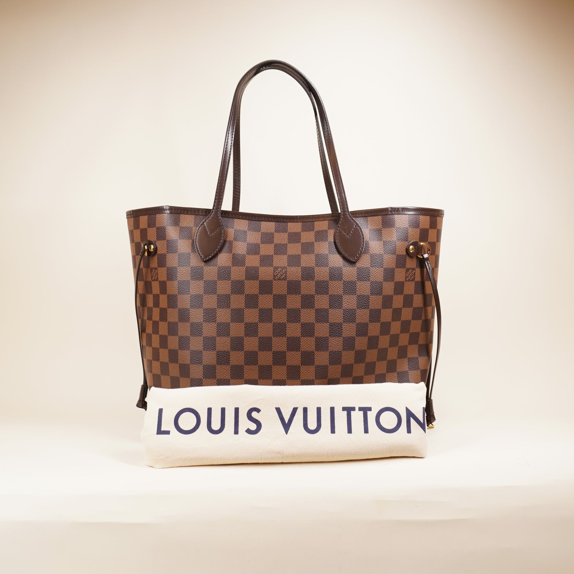 PRE-OWNED LV Neverfull MM Damier Ebene Shoulder Bag