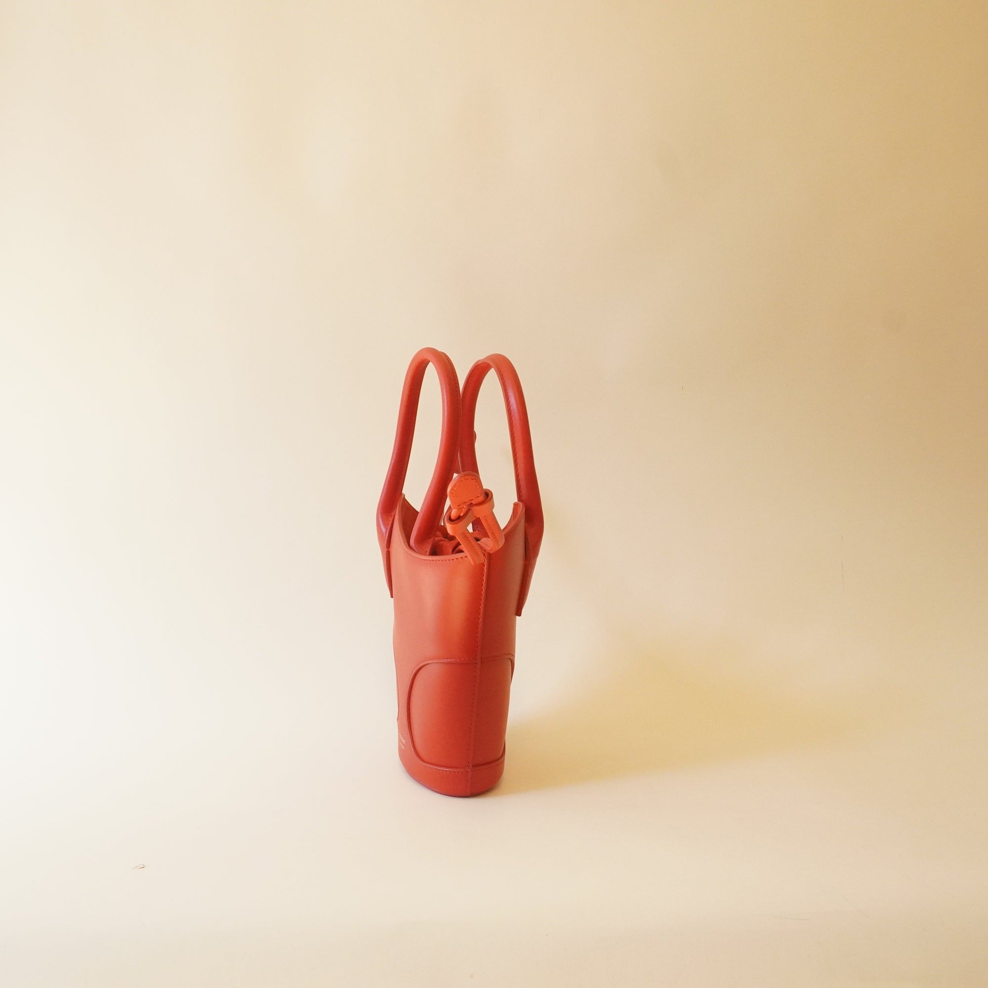 PRE-OWNED Tote Bag With Cut Out Red Leather or Shoulder bag