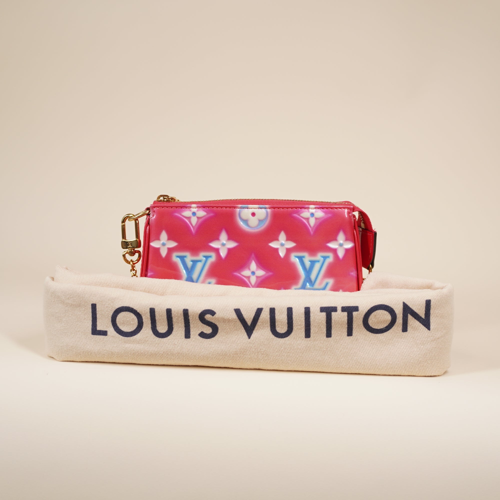 PRE-OWNED LV Vernis Valentine's Mini Pochette Shoulder Bag