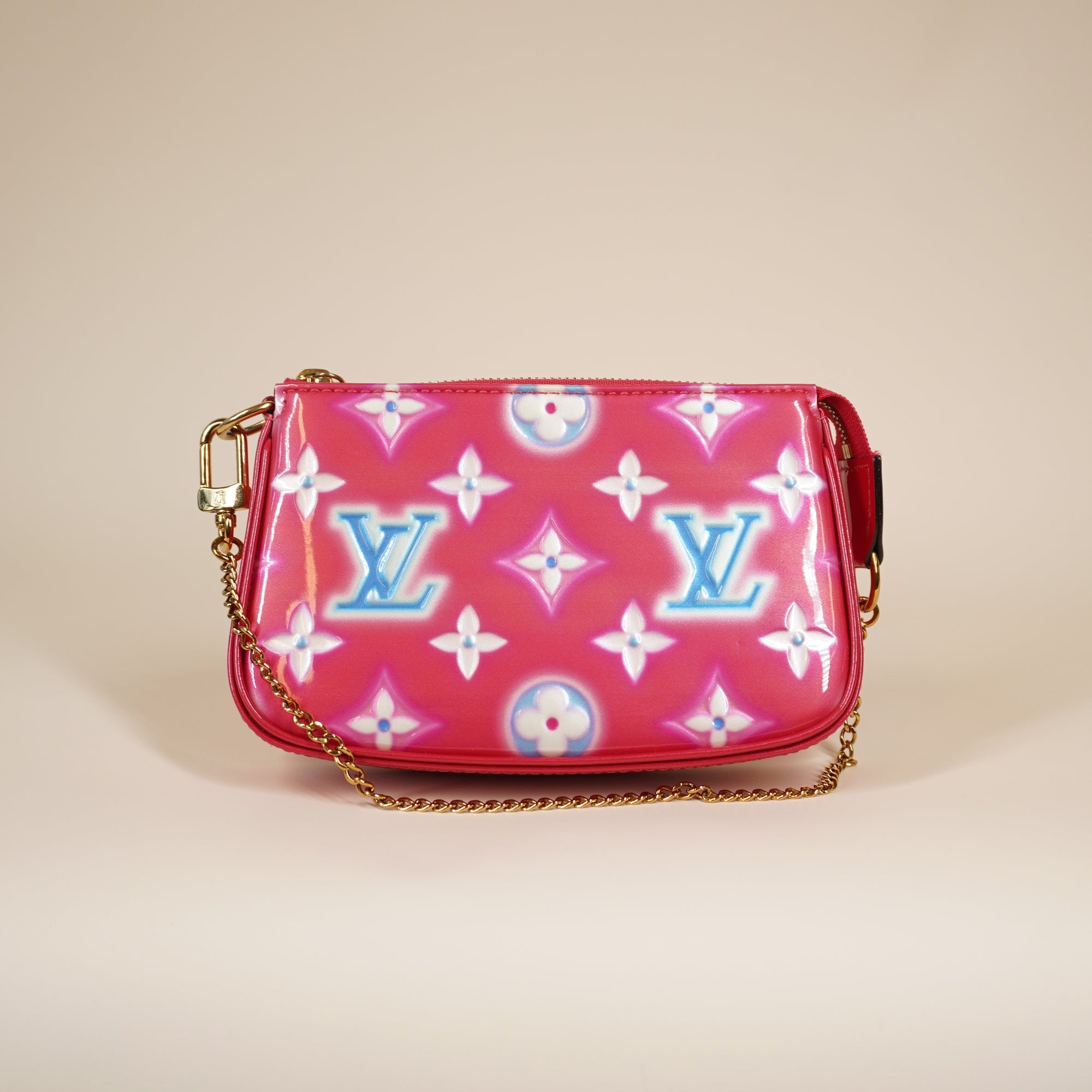 PRE-OWNED LV Vernis Valentine's Mini Pochette Shoulder Bag
