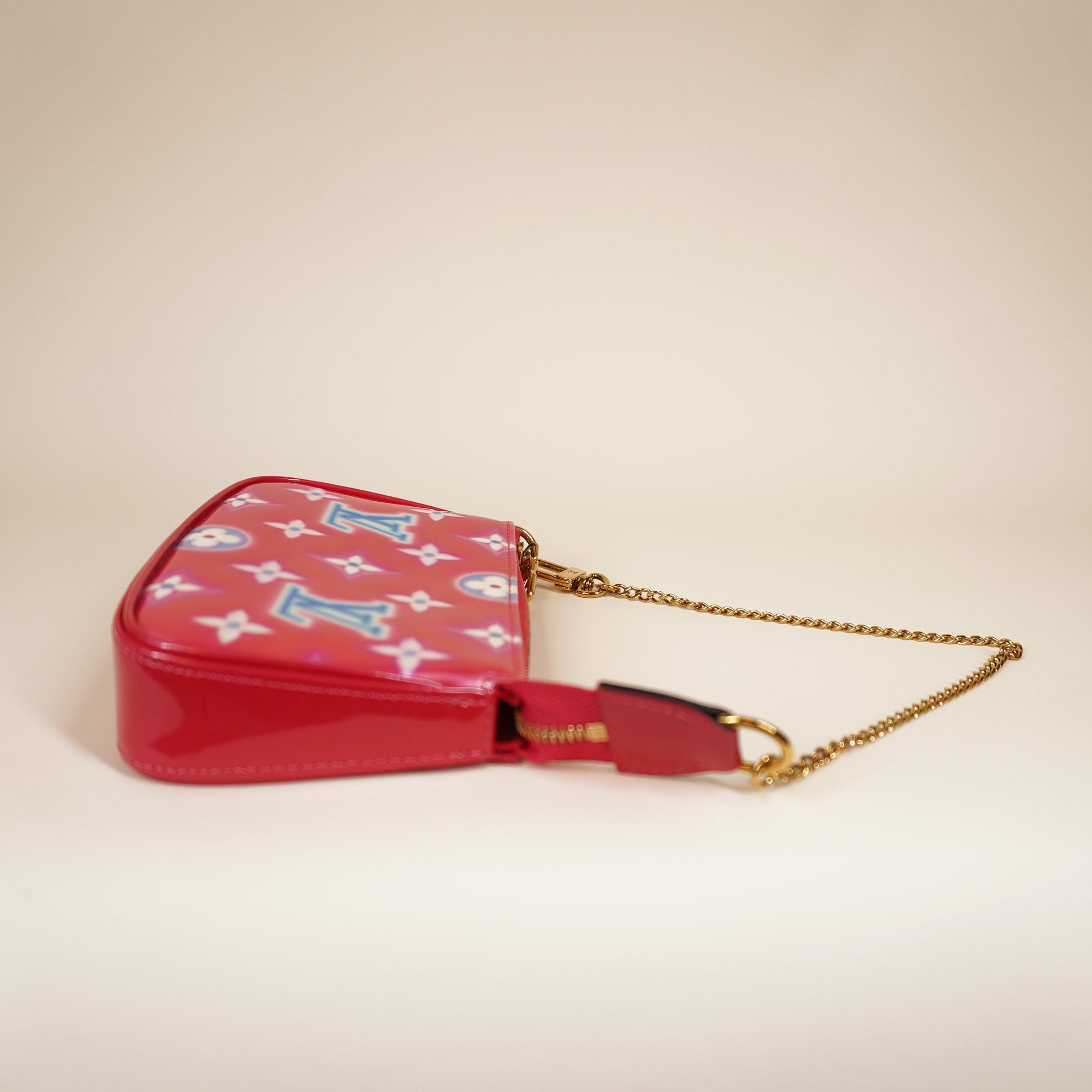 PRE-OWNED LV Vernis Valentine's Mini Pochette Shoulder Bag