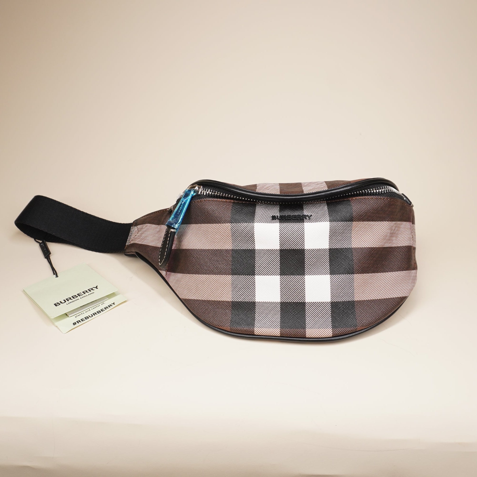 PRE-OWNED Brown Cason Check Canvas Bumbag 