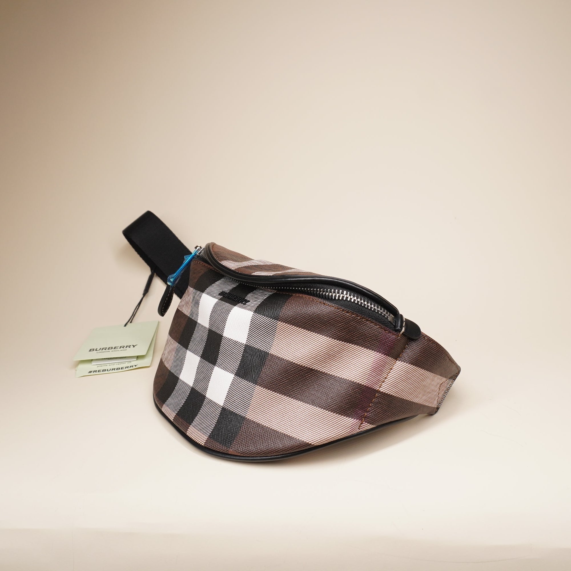 PRE-OWNED Brown Cason Check Canvas Bumbag 