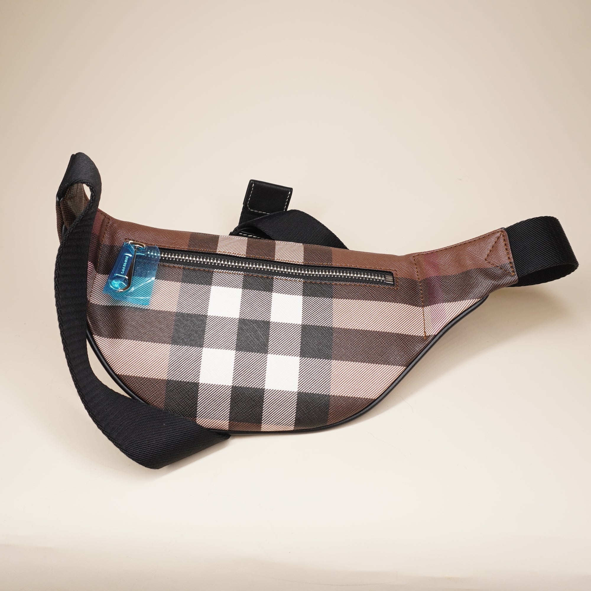 PRE-OWNED Brown Cason Check Canvas Bumbag 