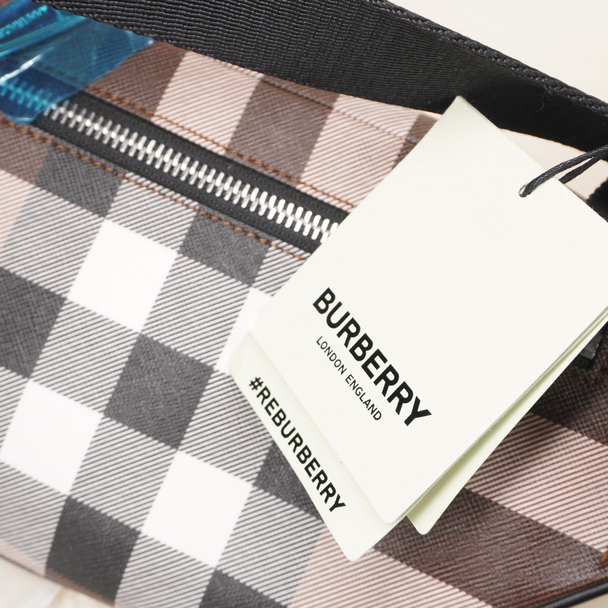 PRE-OWNED Brown Cason Check Canvas Bumbag 