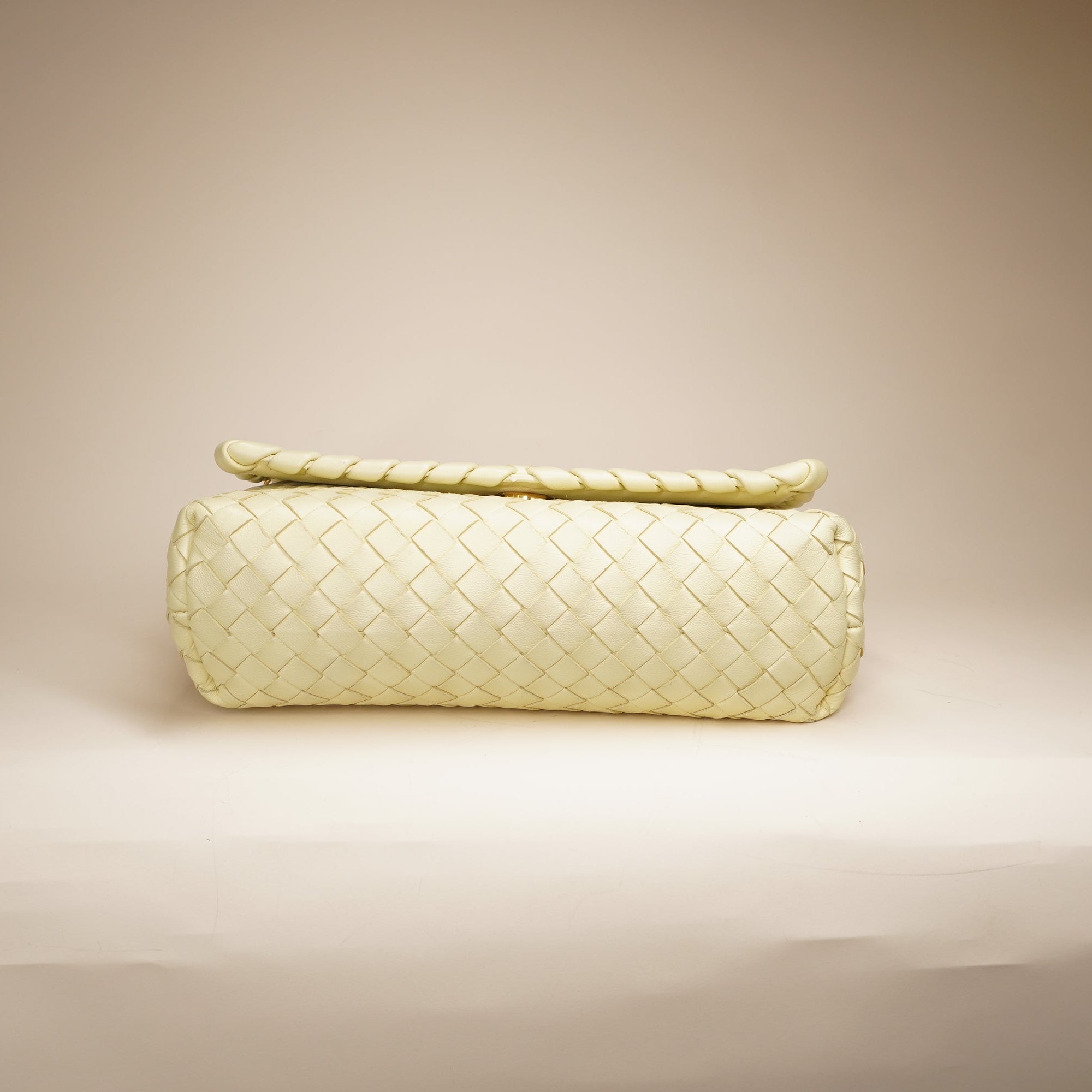 PRE-OWNED Butter Yellow Olympia Intrecciato Shoulder Bag