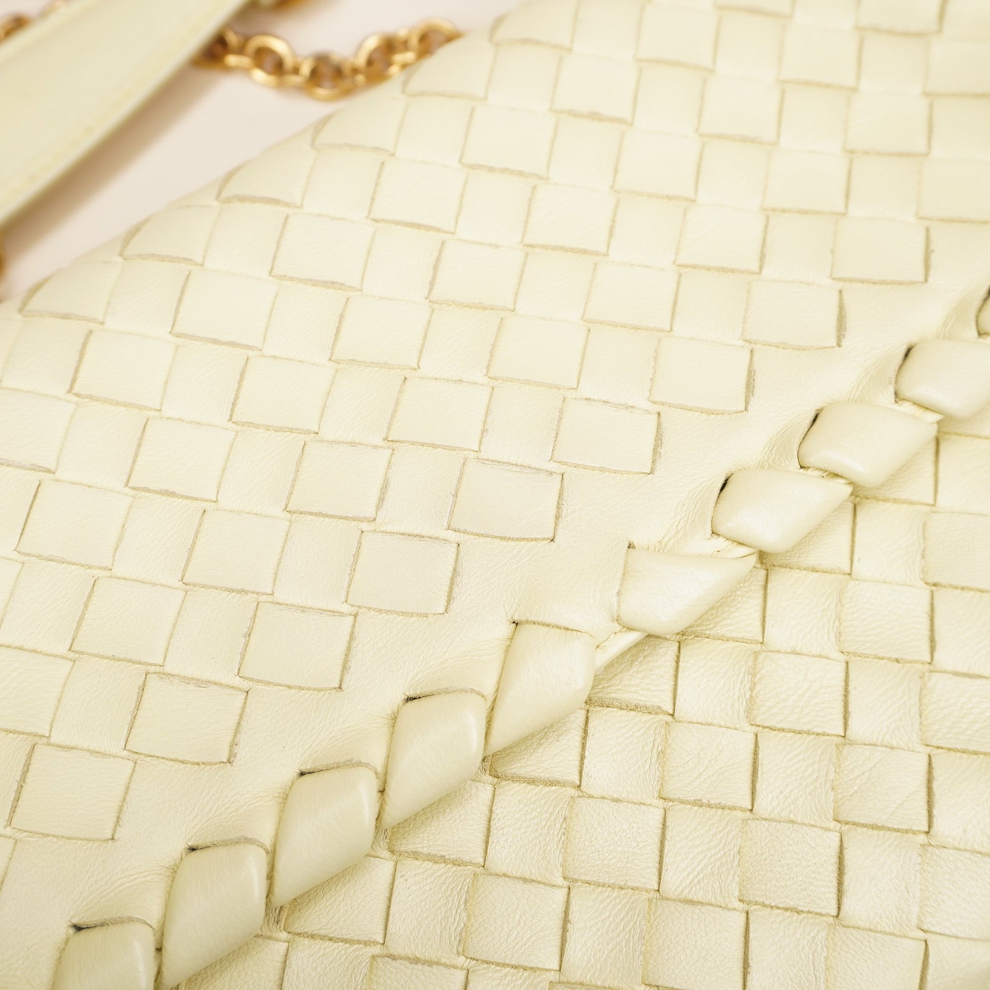 PRE-OWNED Butter Yellow Olympia Intrecciato Shoulder Bag