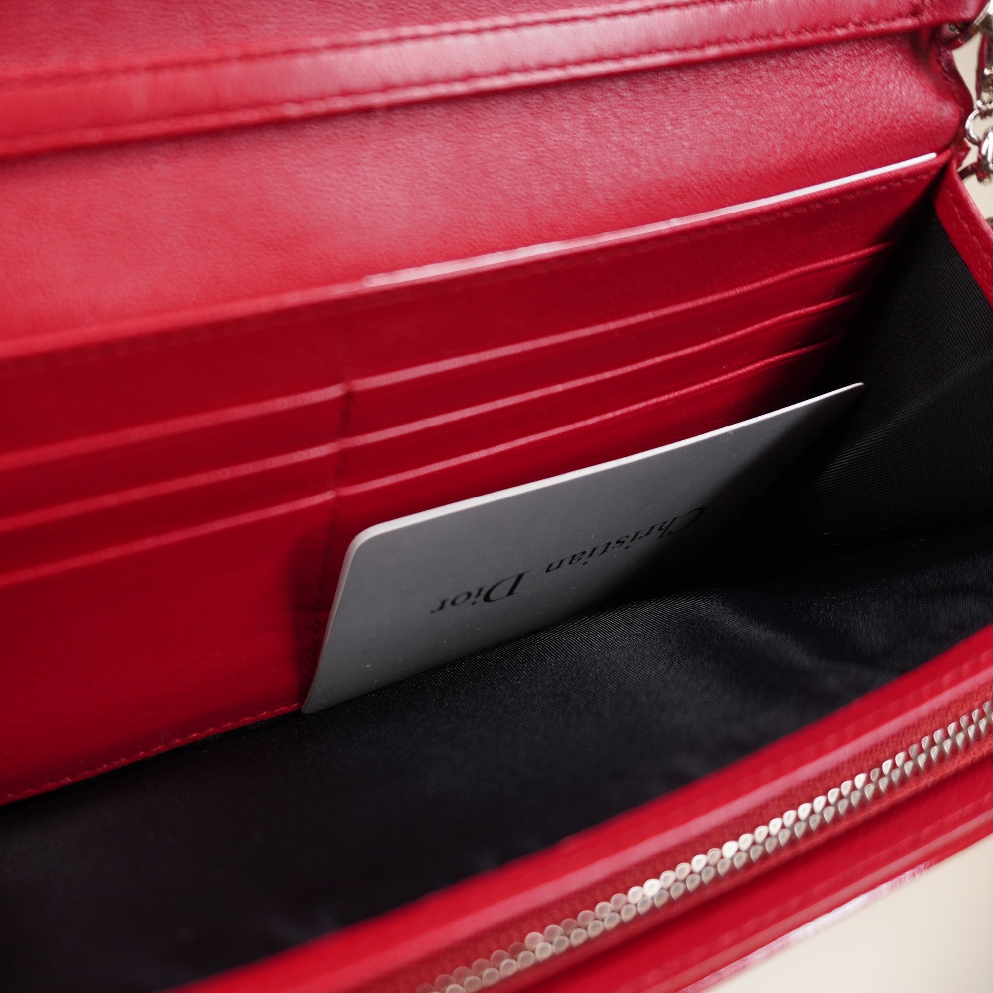 PRE-OWNED Red Cannage Patent Leather Wallet On Chain