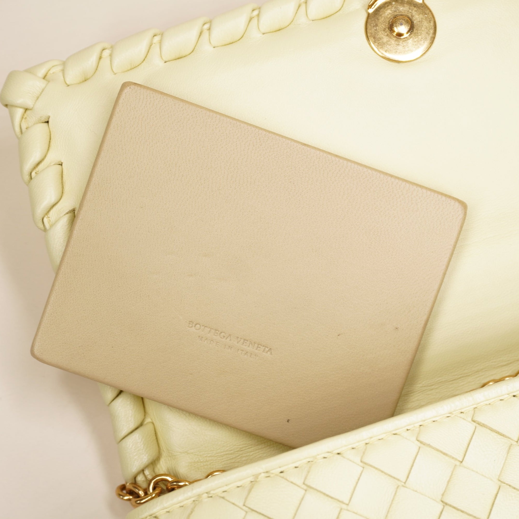 PRE-OWNED Butter Yellow Olympia Intrecciato Shoulder Bag